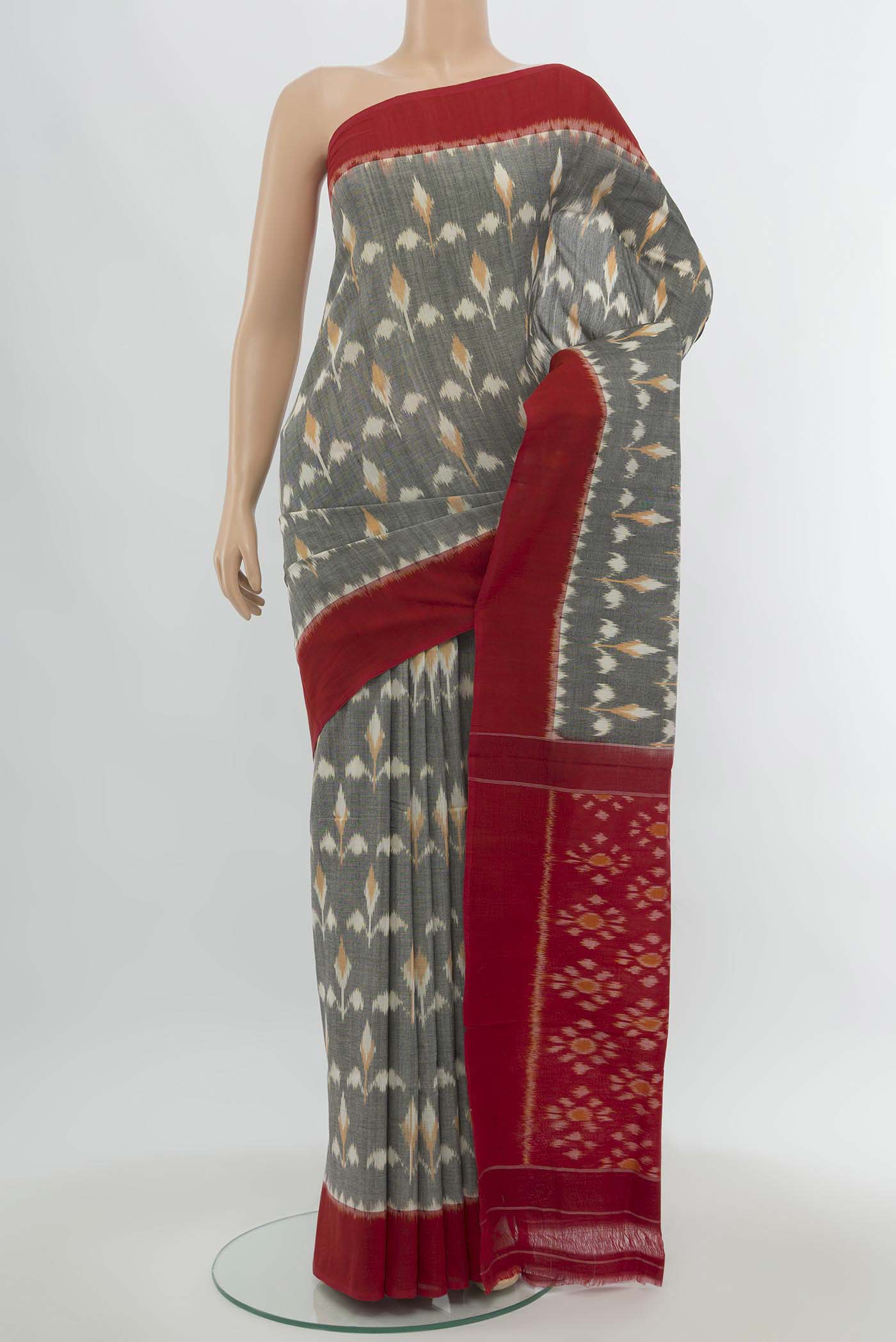Grey Pochampally Cotton Saree