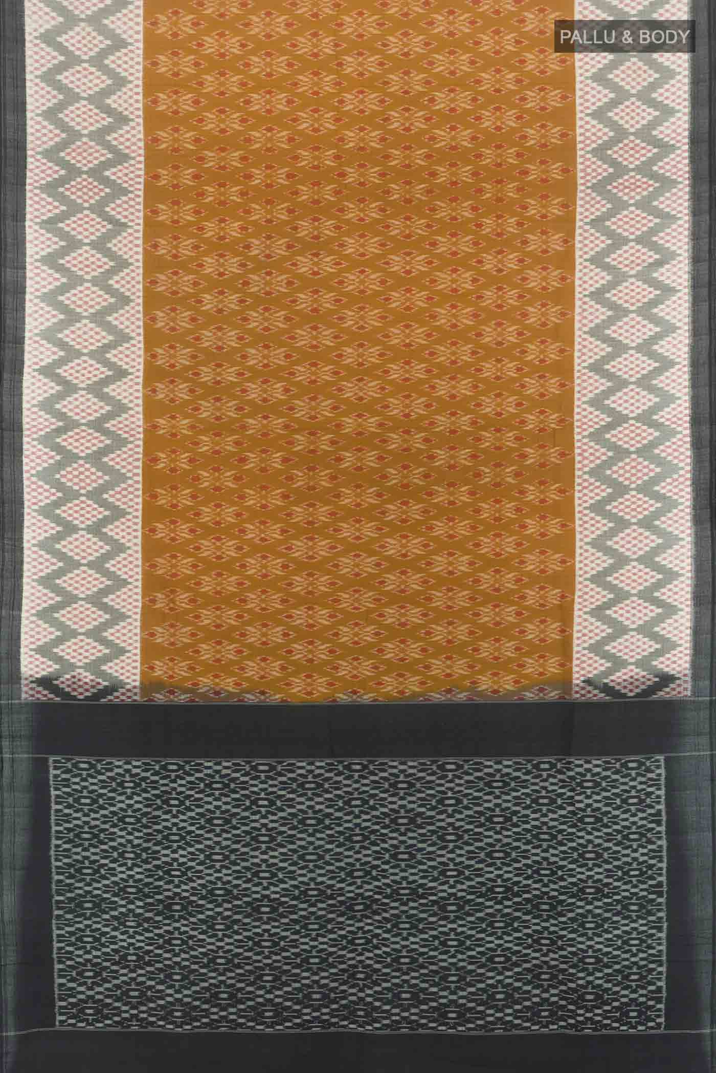 Mustard Pochampally Cotton Saree - Image 5