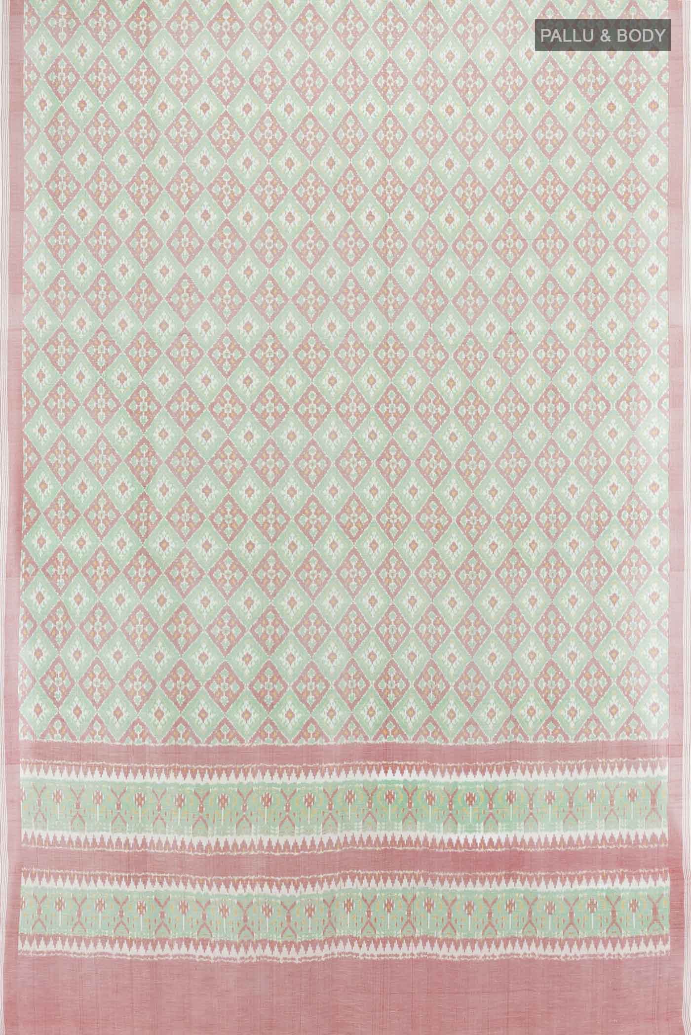 Light Green Linen Saree - Image 5