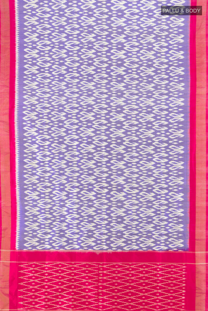 Lavender Pochampally Silk Saree - Image 5
