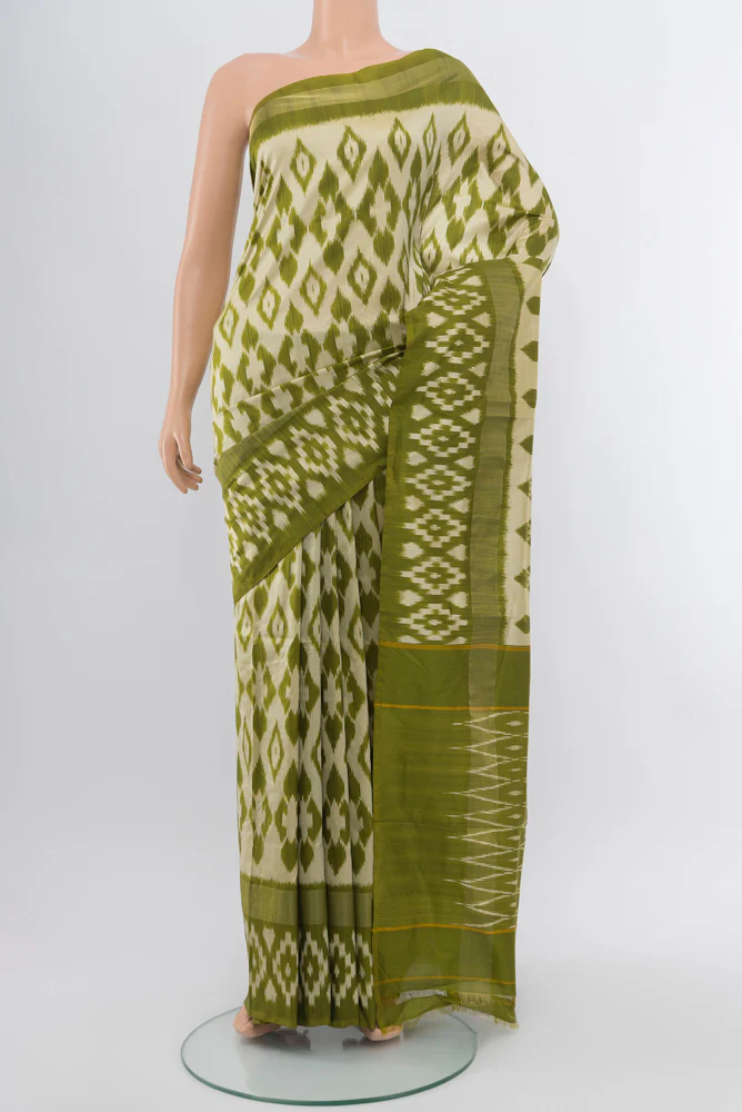 Cream Pochampally Silk Saree