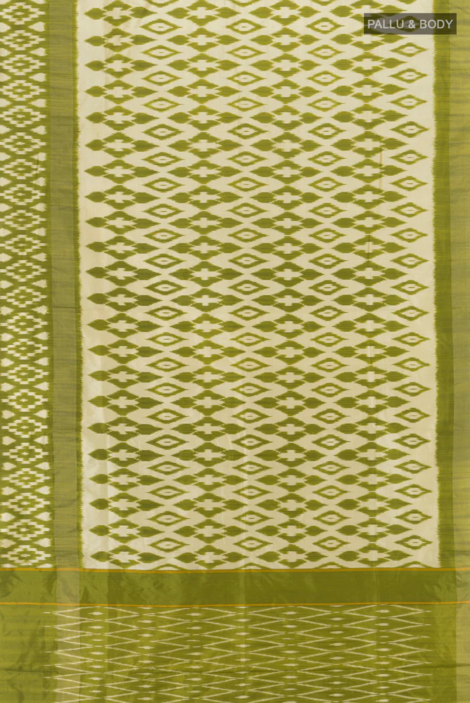 Cream Pochampally Silk Saree - Image 5