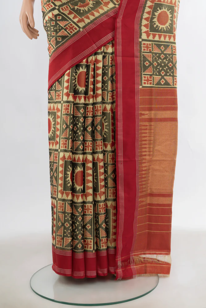 Multi Color Pochampally Silk Saree - Image 3