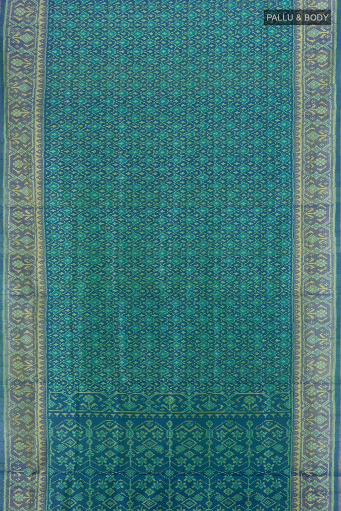 Blue Rajkot Patola Silk Saree - Image 5