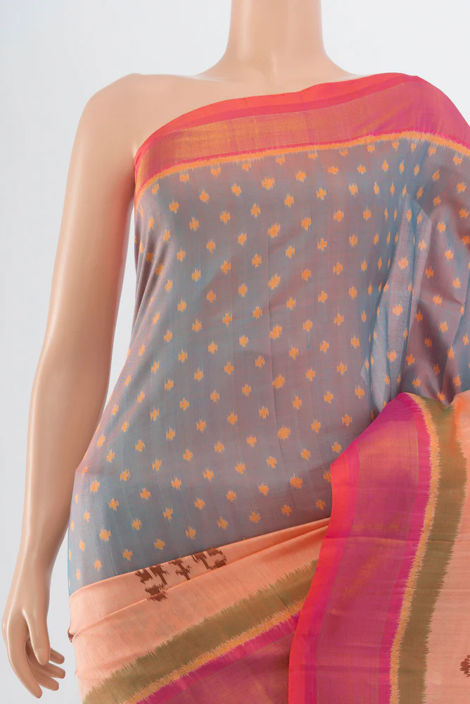 Light Blue with Pink Color Rajkot Patola Silk Saree - Image 2
