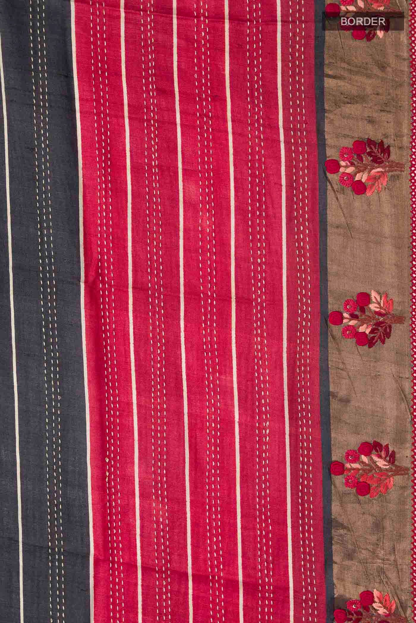 Multi Color Tussar Silk Saree - Image 3