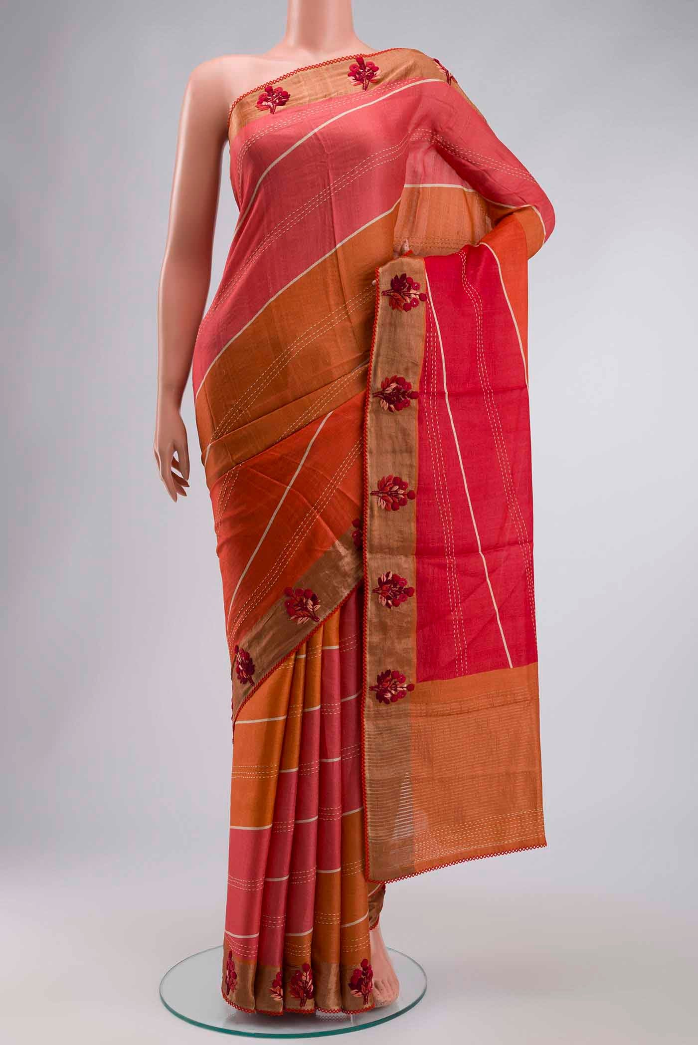 Multi Color Tussar Silk Saree