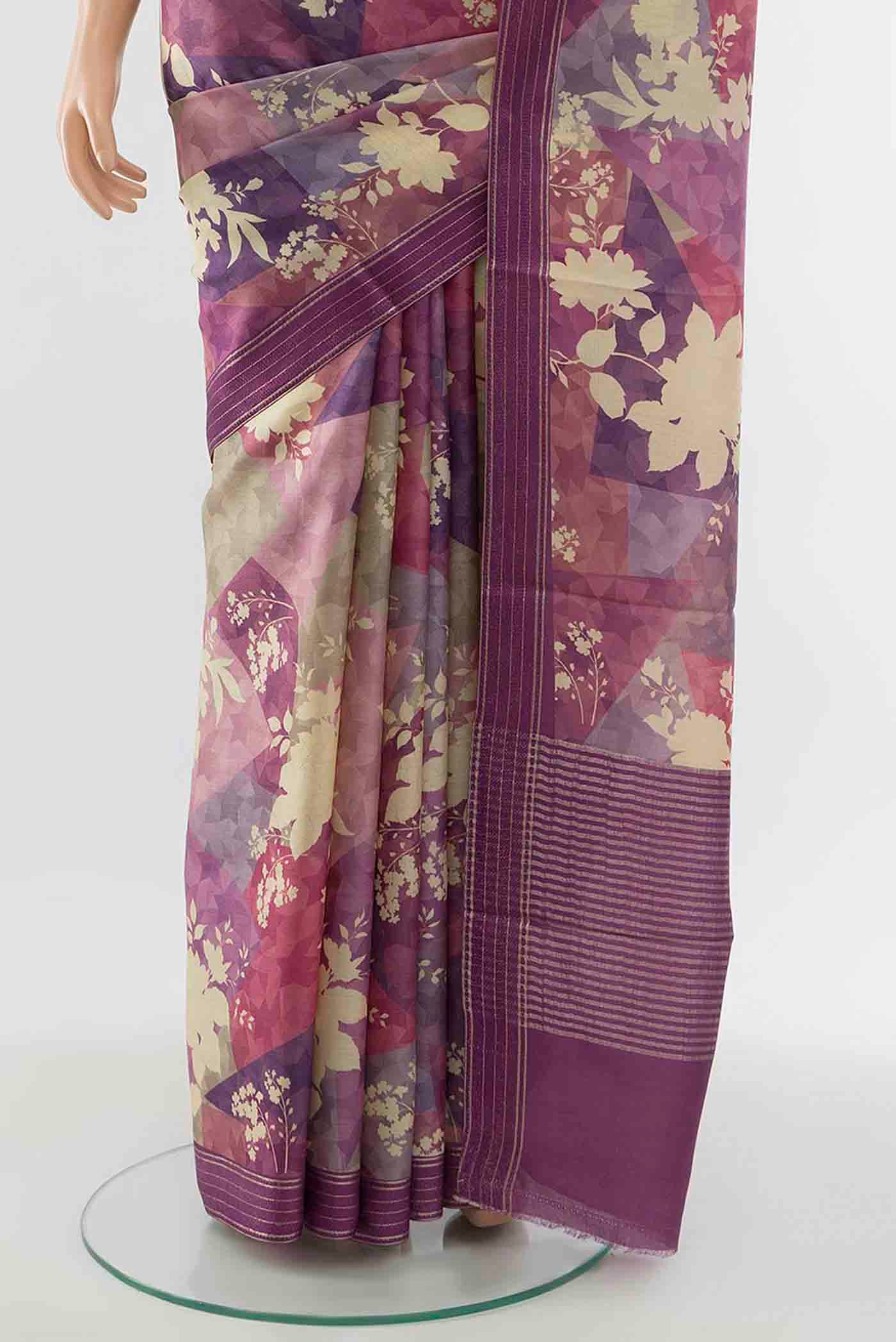Multi Color Tussar Silk Saree - Image 3