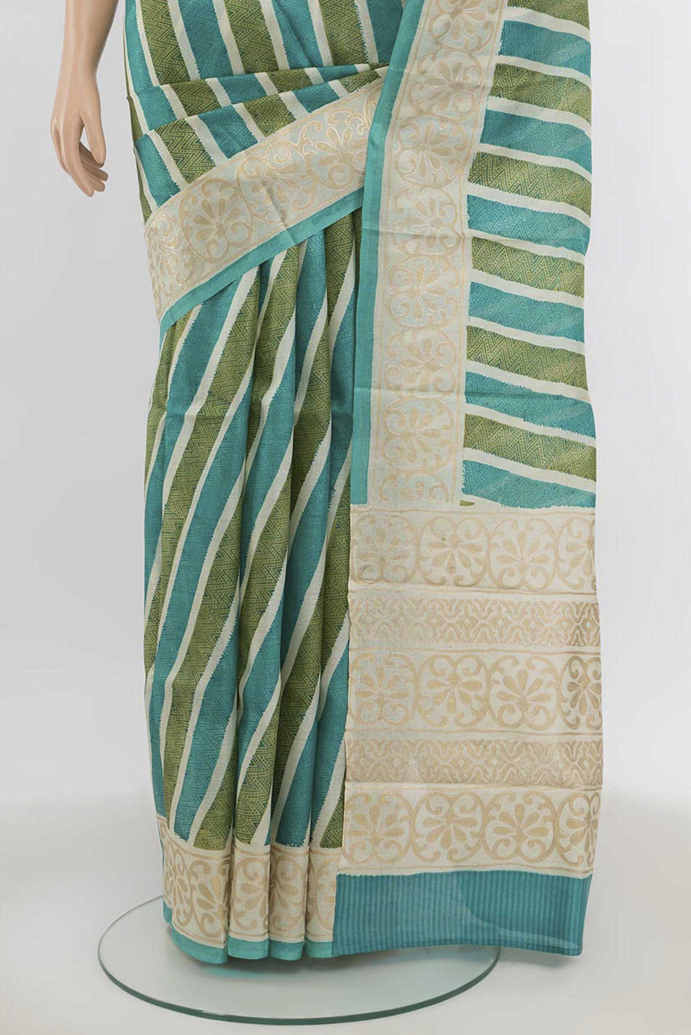 Multi Color Tussar Silk Saree - Image 3