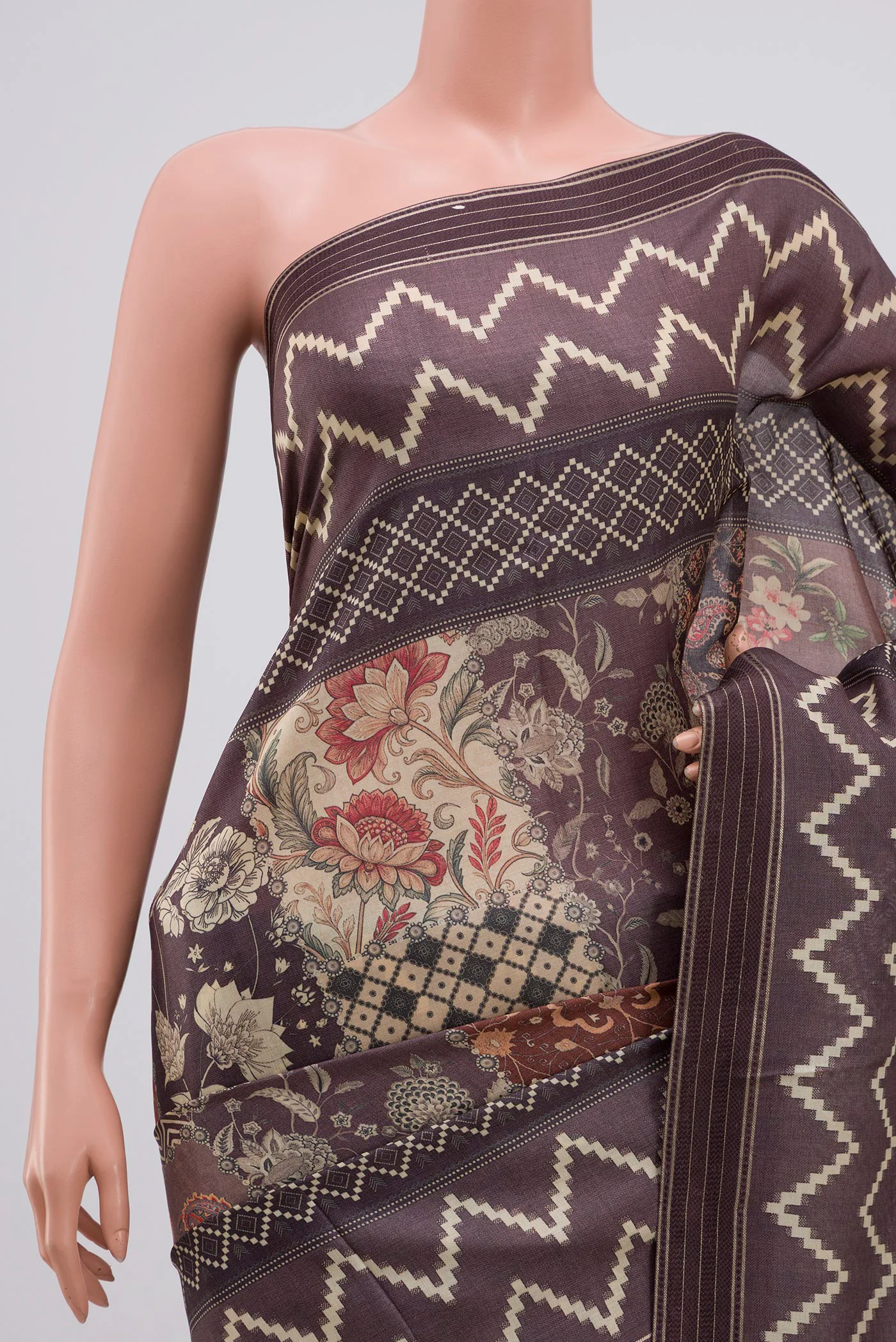 Brown Tussar Silk Saree - Image 2
