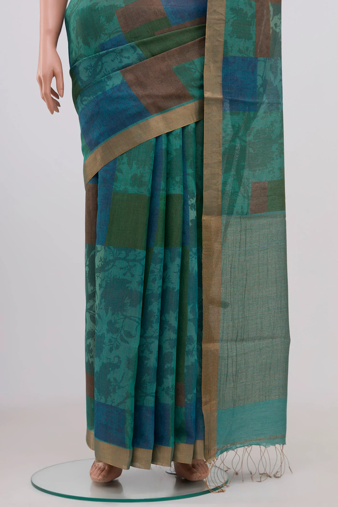 Multi Color Tussar Silk Saree - Image 3