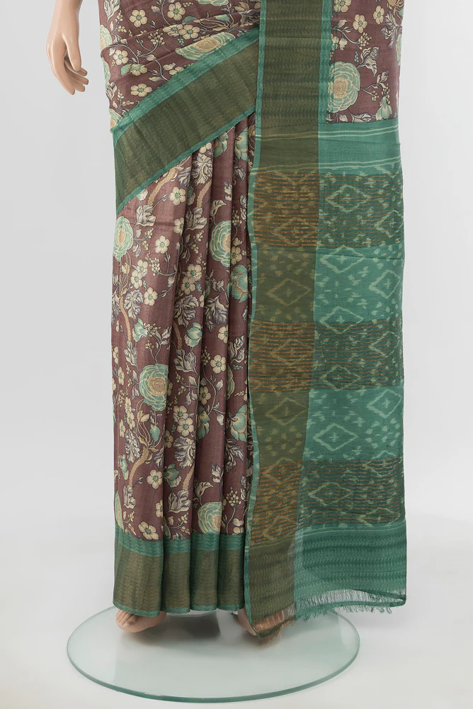 Brown Tussar Silk Saree - Image 3