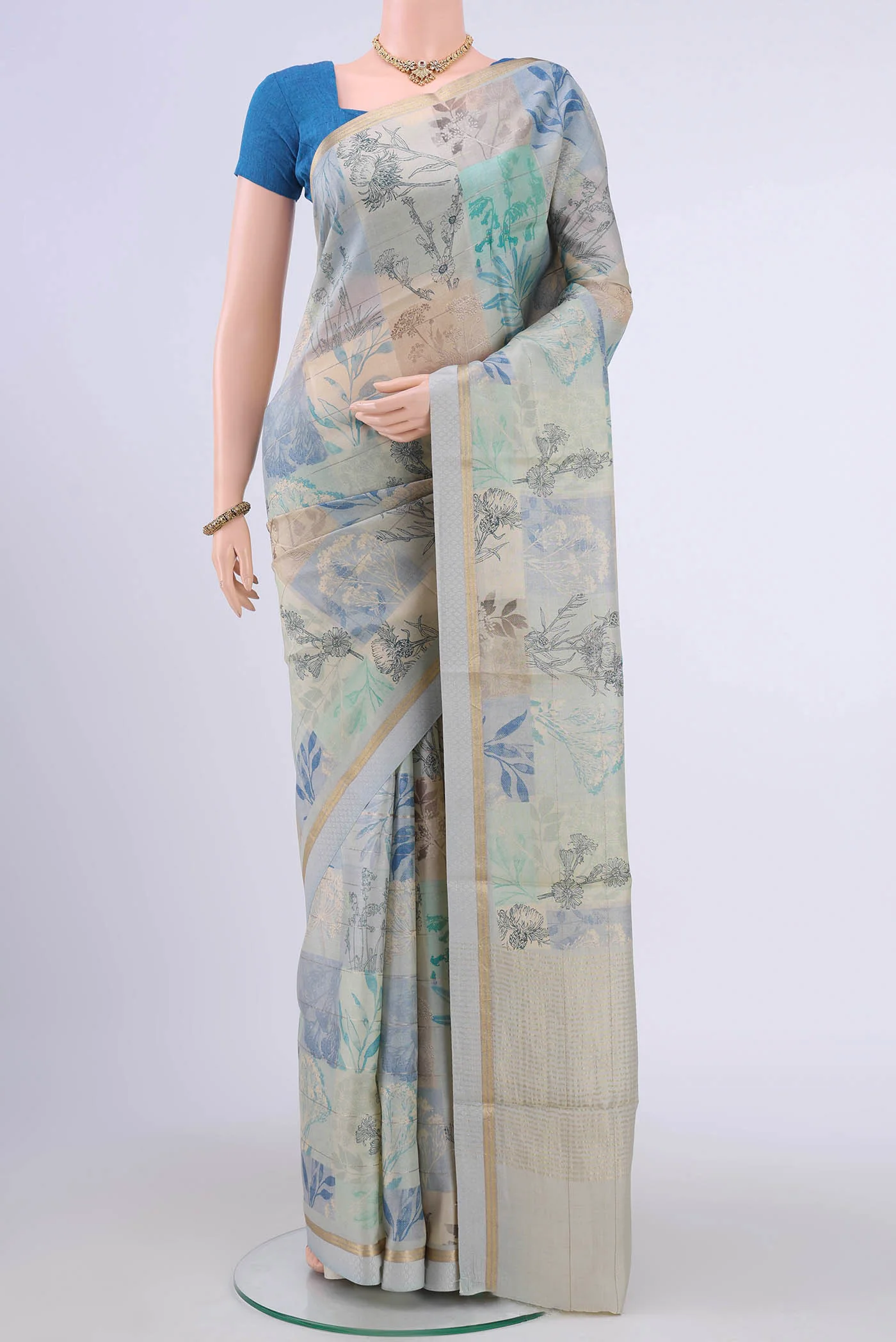 Multi Color Tussar Silk Saree