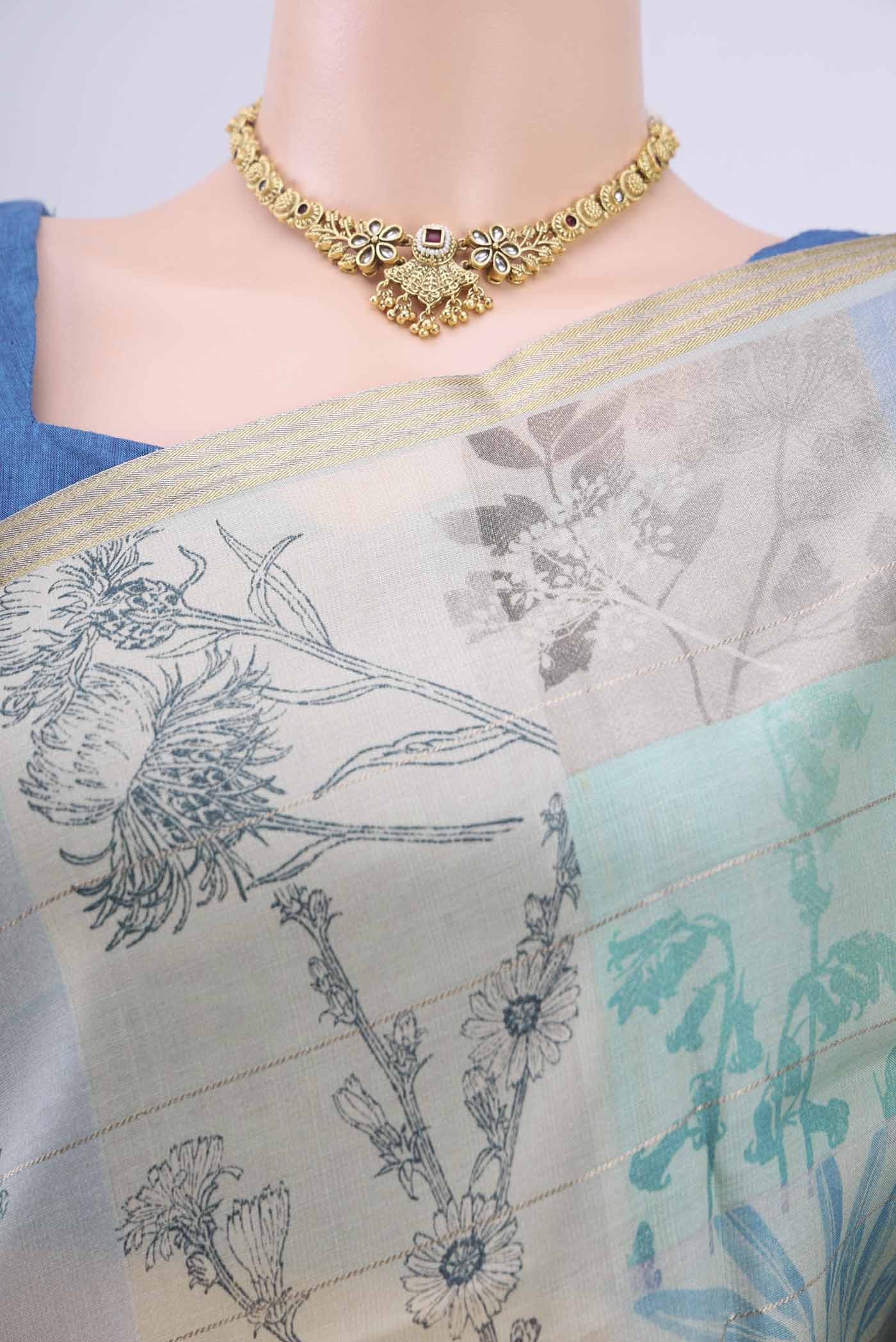 Multi Color Tussar Silk Saree - Image 2