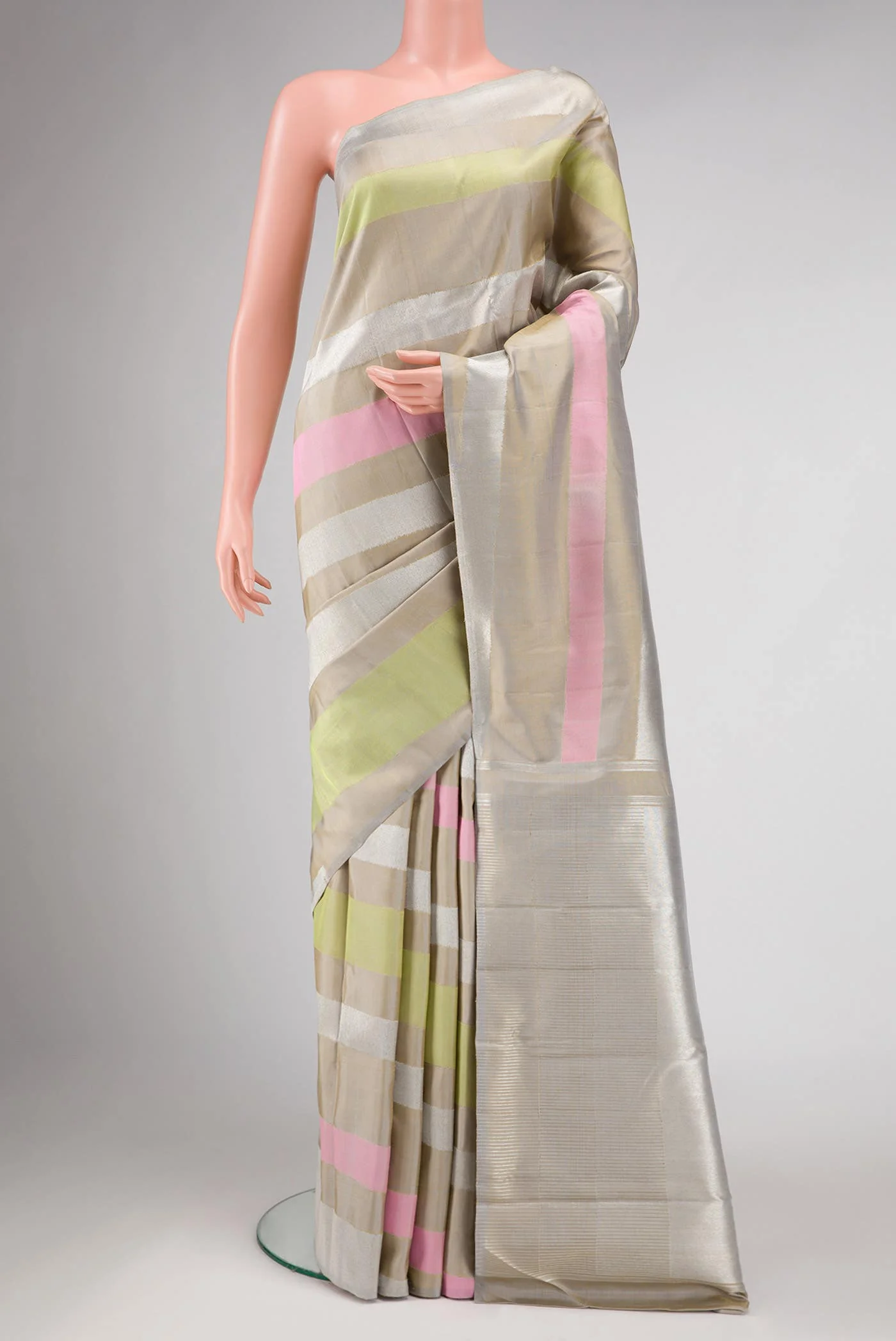 Pure Silk Pure Zari Multi Kanjivaram Saree - Image 2