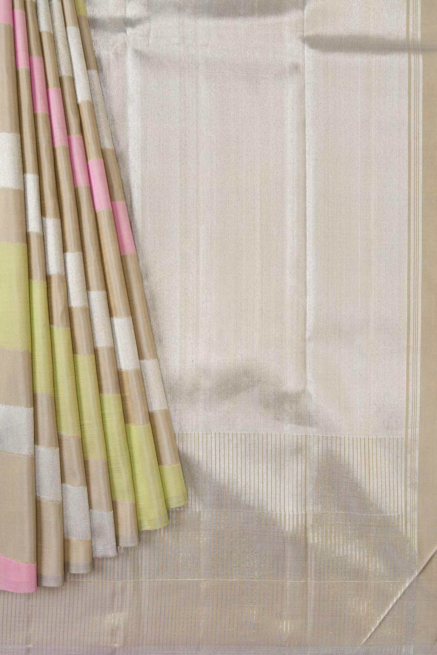 Pure Silk Pure Zari Multi Kanjivaram Saree - Image 3