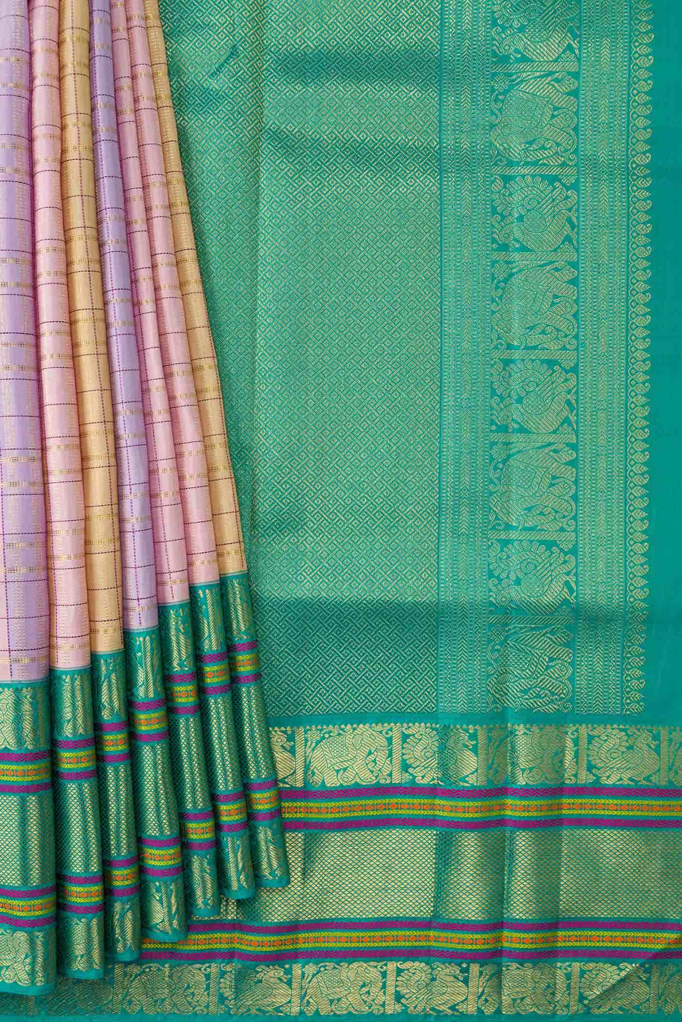 Pure Silk Pure Zari Multi Kanjivaram Saree - Image 2
