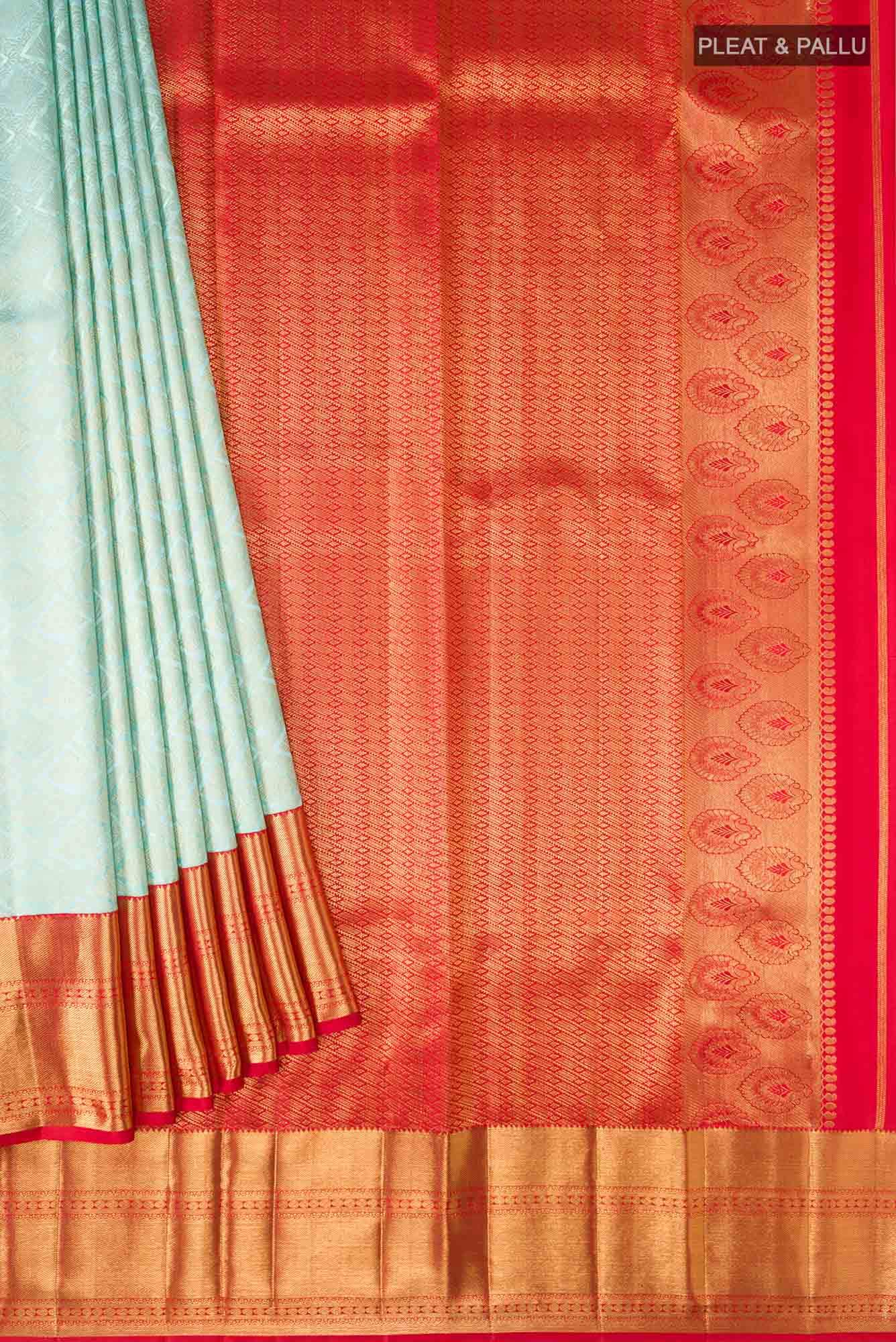 Light Blue Kanchipuram Silk Saree - Image 2