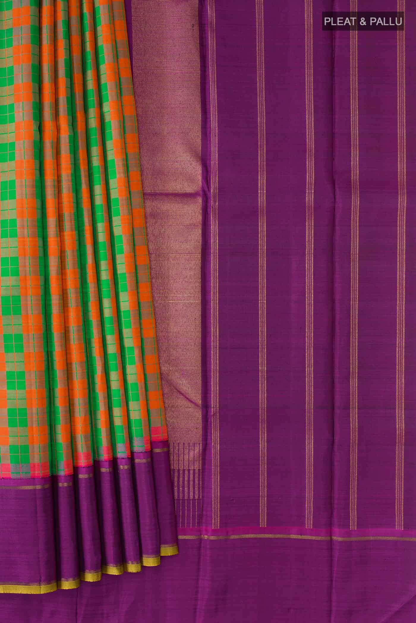 Pure Silk Pure Zari Multi Kanchipuram Saree - Image 2