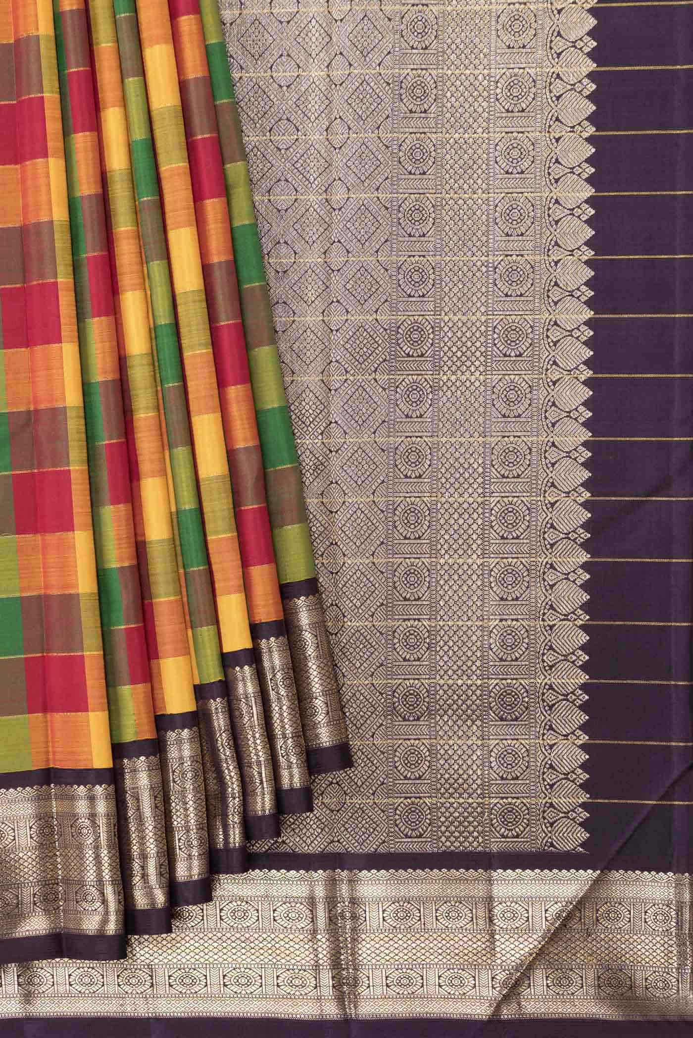 Pure Silk Pure Zari Multi Kanjivaram Saree - Image 2