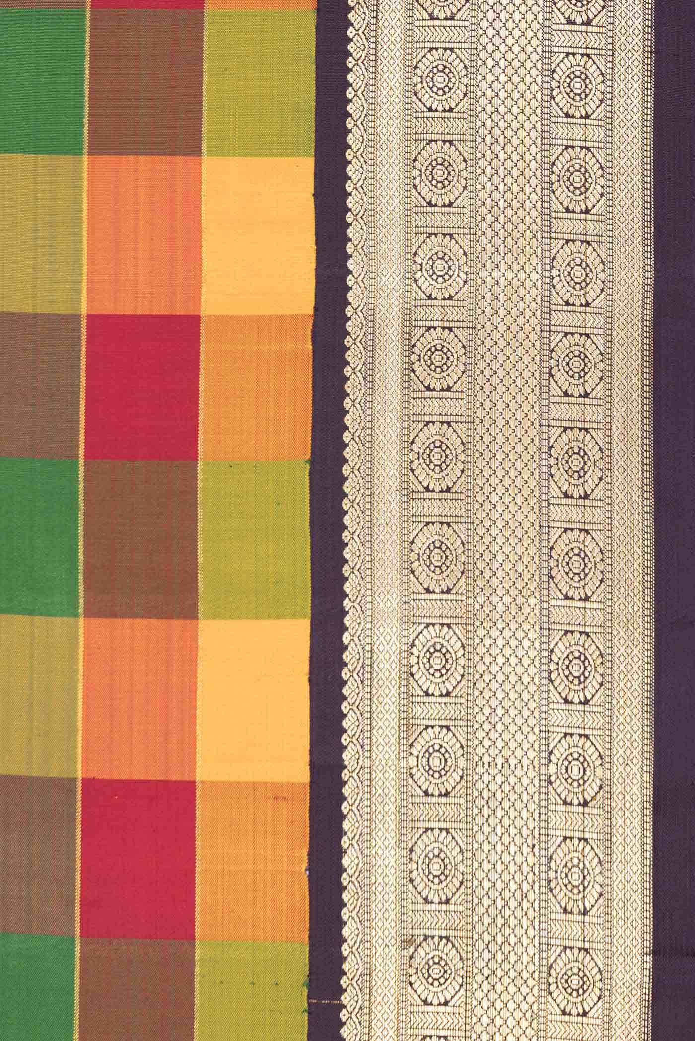 Pure Silk Pure Zari Multi Kanjivaram Saree - Image 5