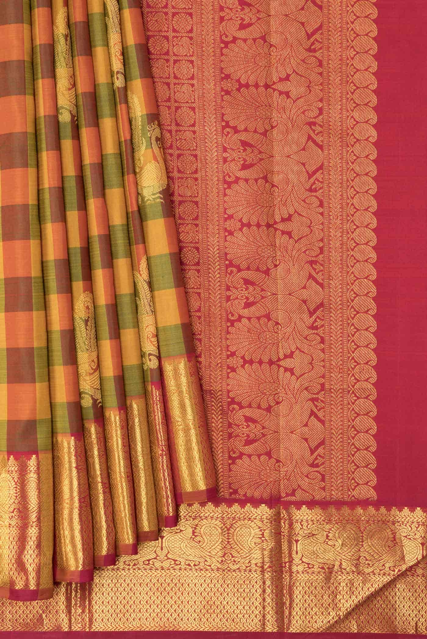 Pure Silk Pure Zari Multi Kanjivaram Saree - Image 2