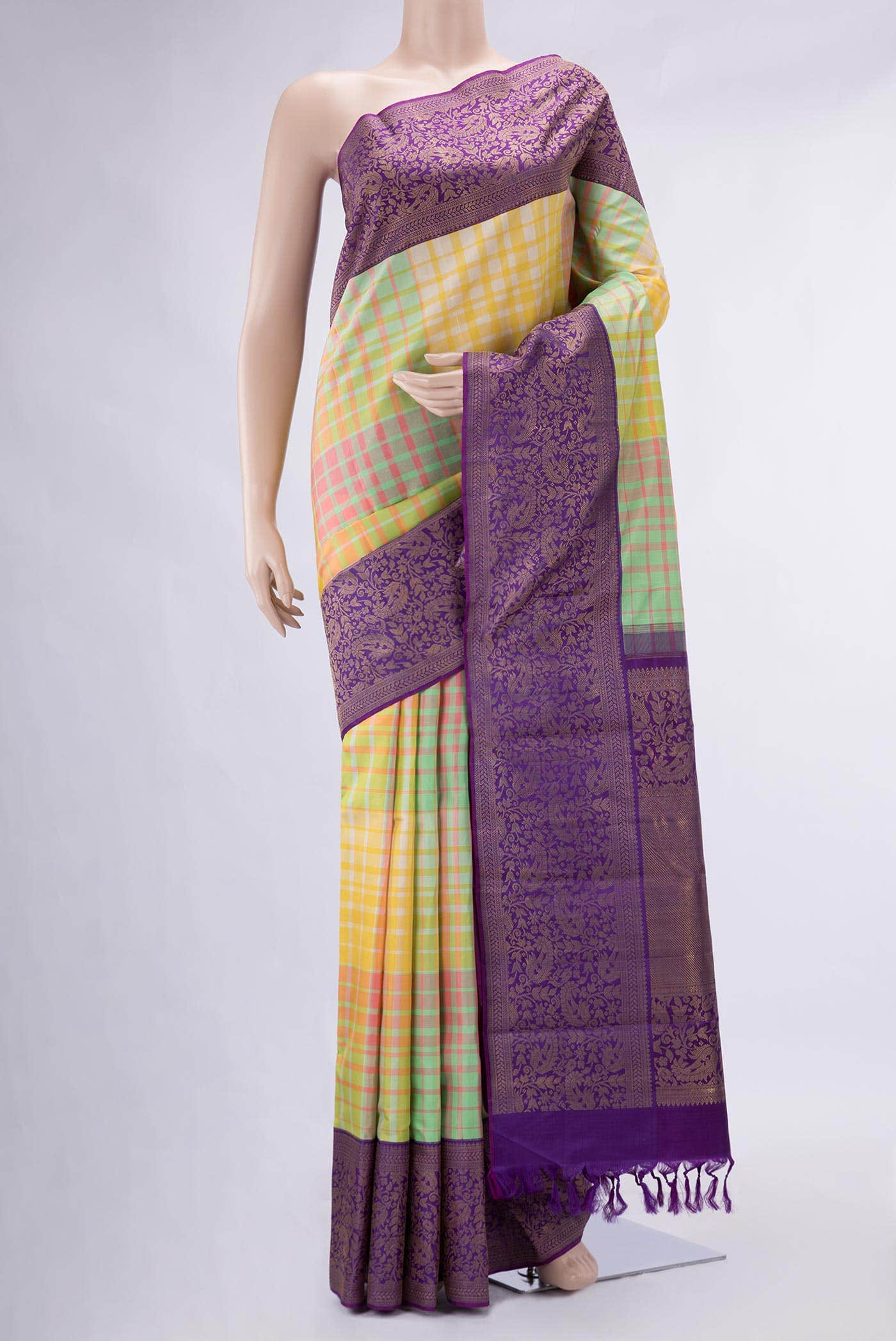 Pure Silk Pure Zari Multi Kanjivaram Saree