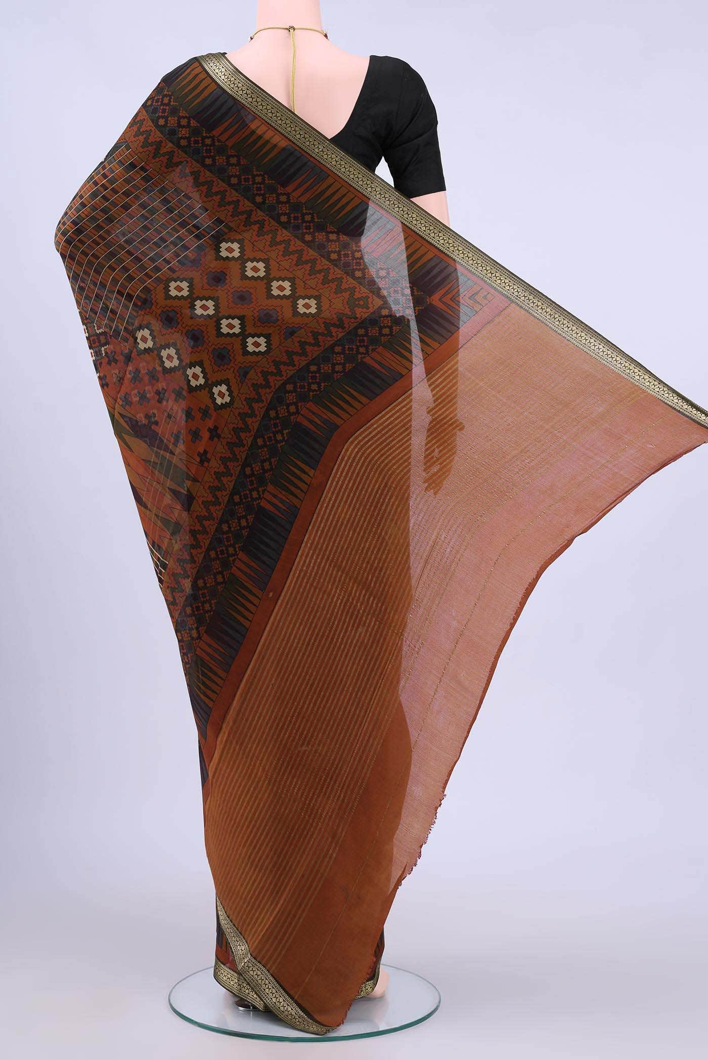 Multi Mysore Crepe Saree - Image 2