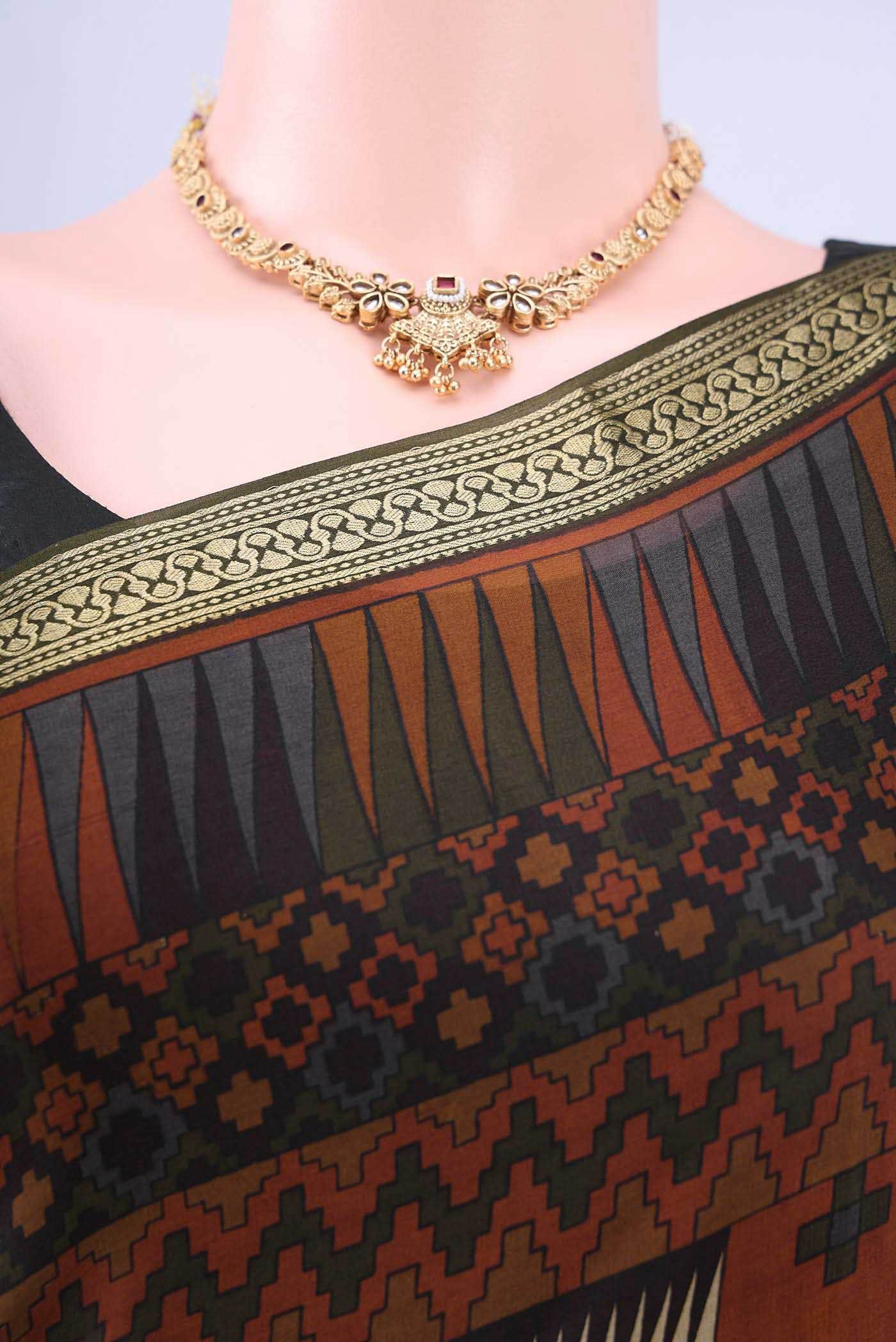 Multi Mysore Crepe Saree - Image 3
