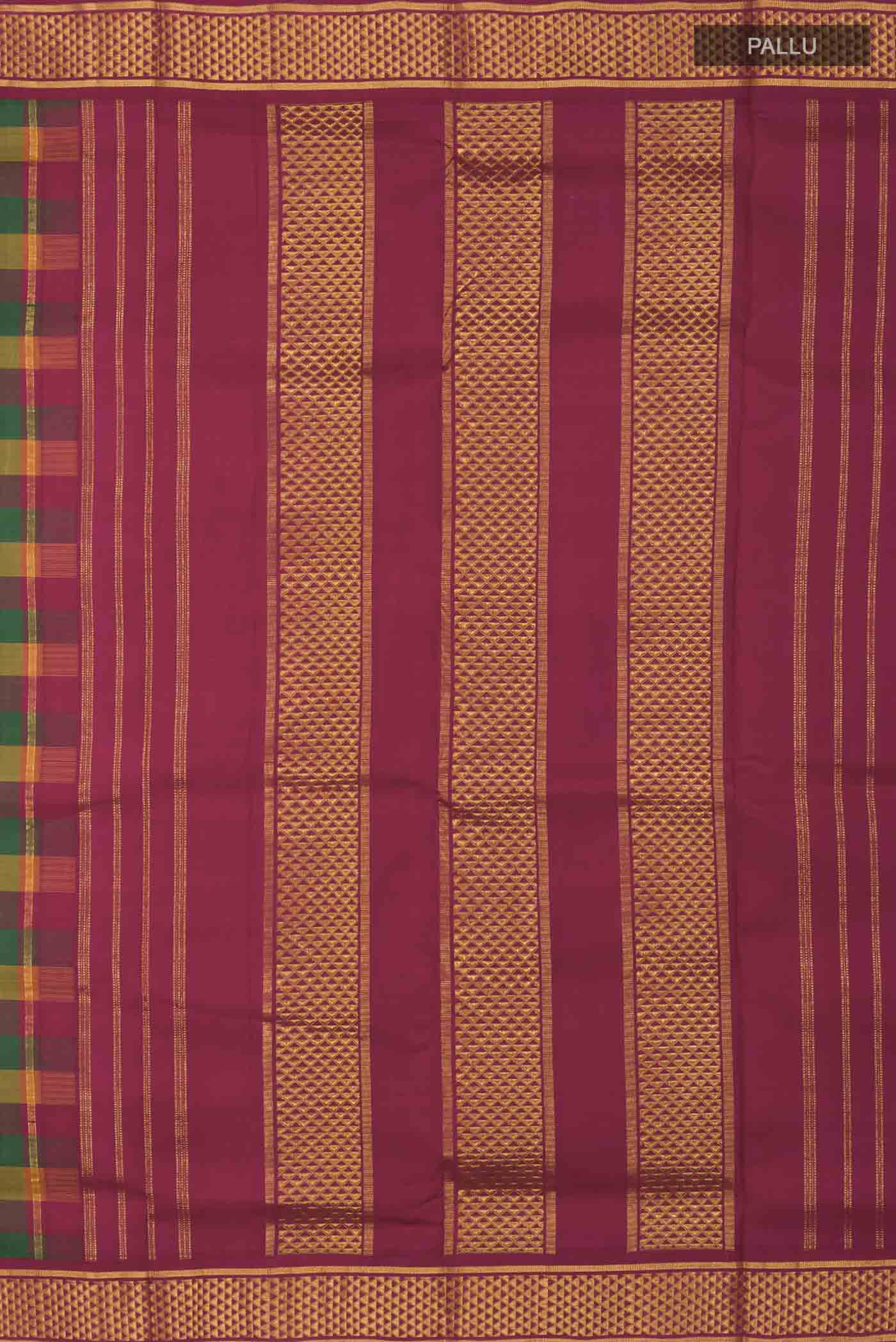 Multicolor Kanchipuram Silk Nine Yards Saree - Image 6