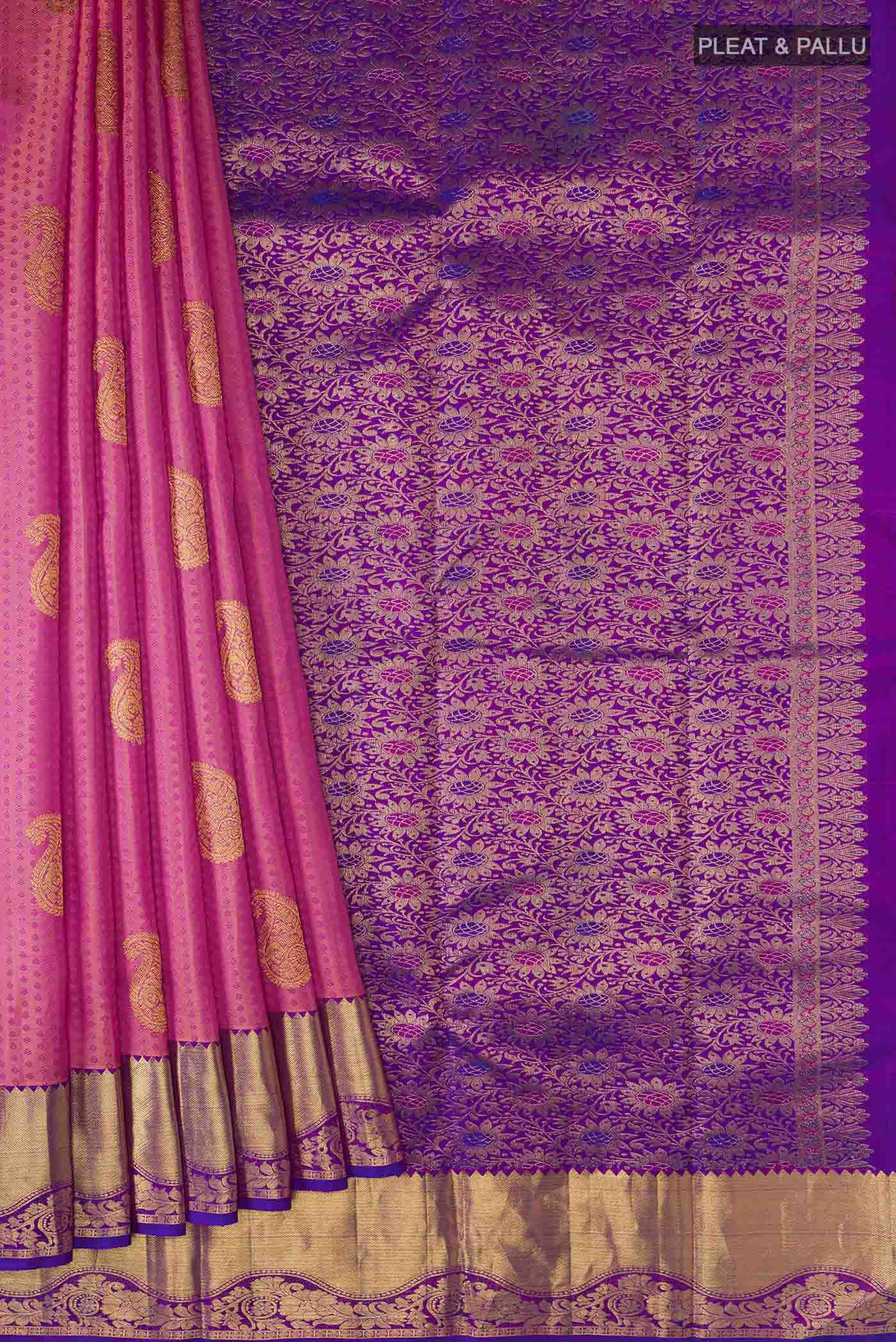 Pink Kanchipuram Silk Saree - Image 4