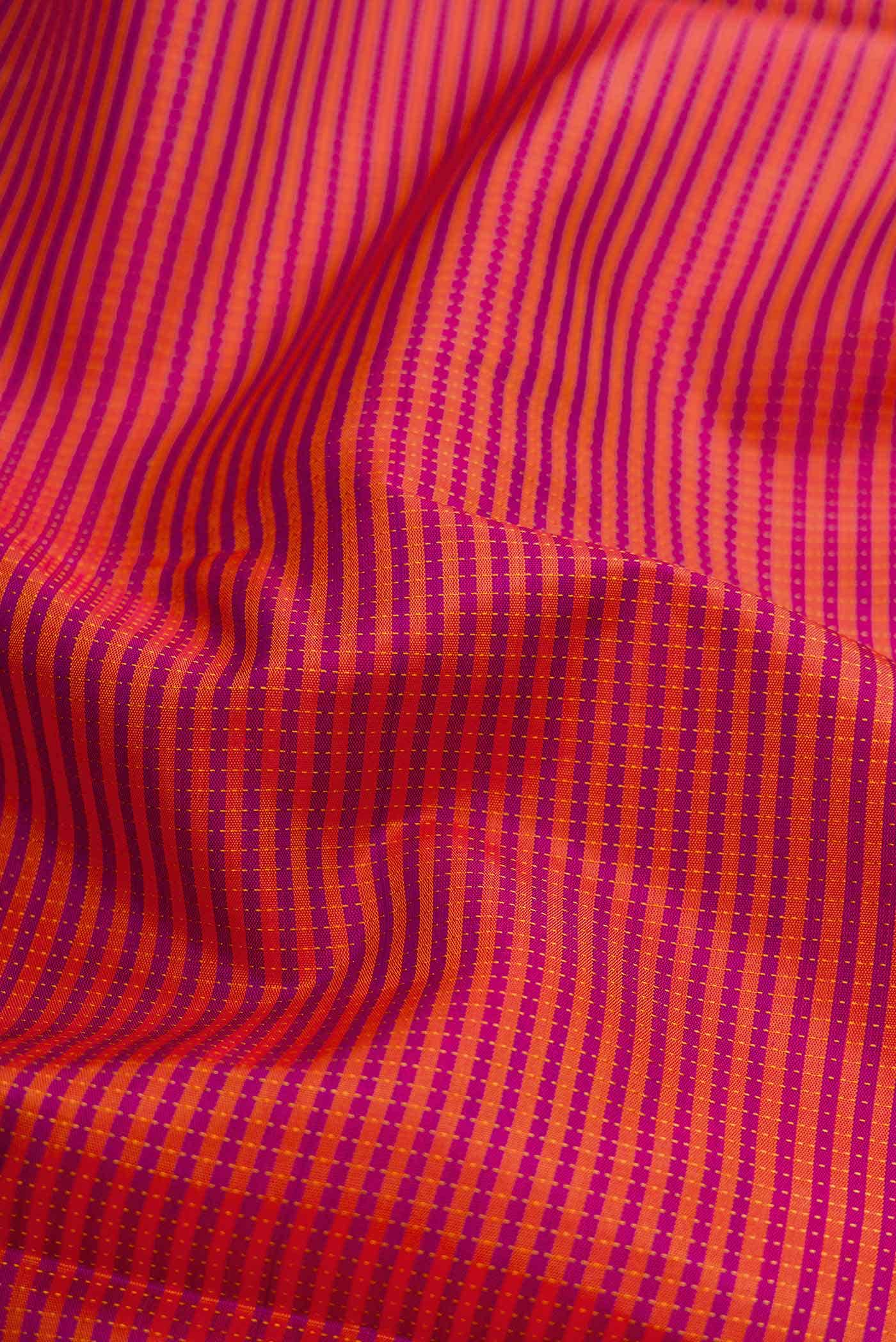 Pure Silk Pure Zari Mustard and Purple Dual Tone Kanjivaram Saree - Image 3