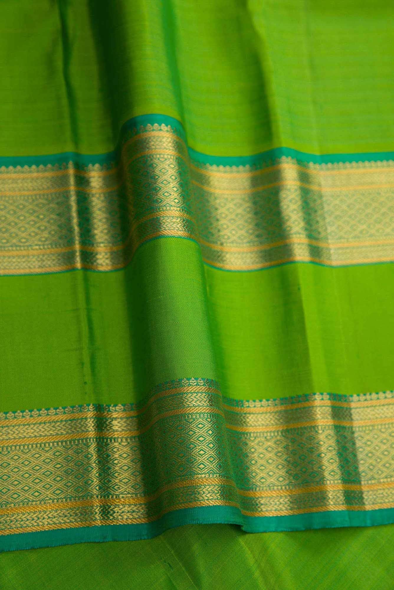 Pure Silk Pure Zari Mustard and Red Dual Tone Kanjivaram Saree - Image 6