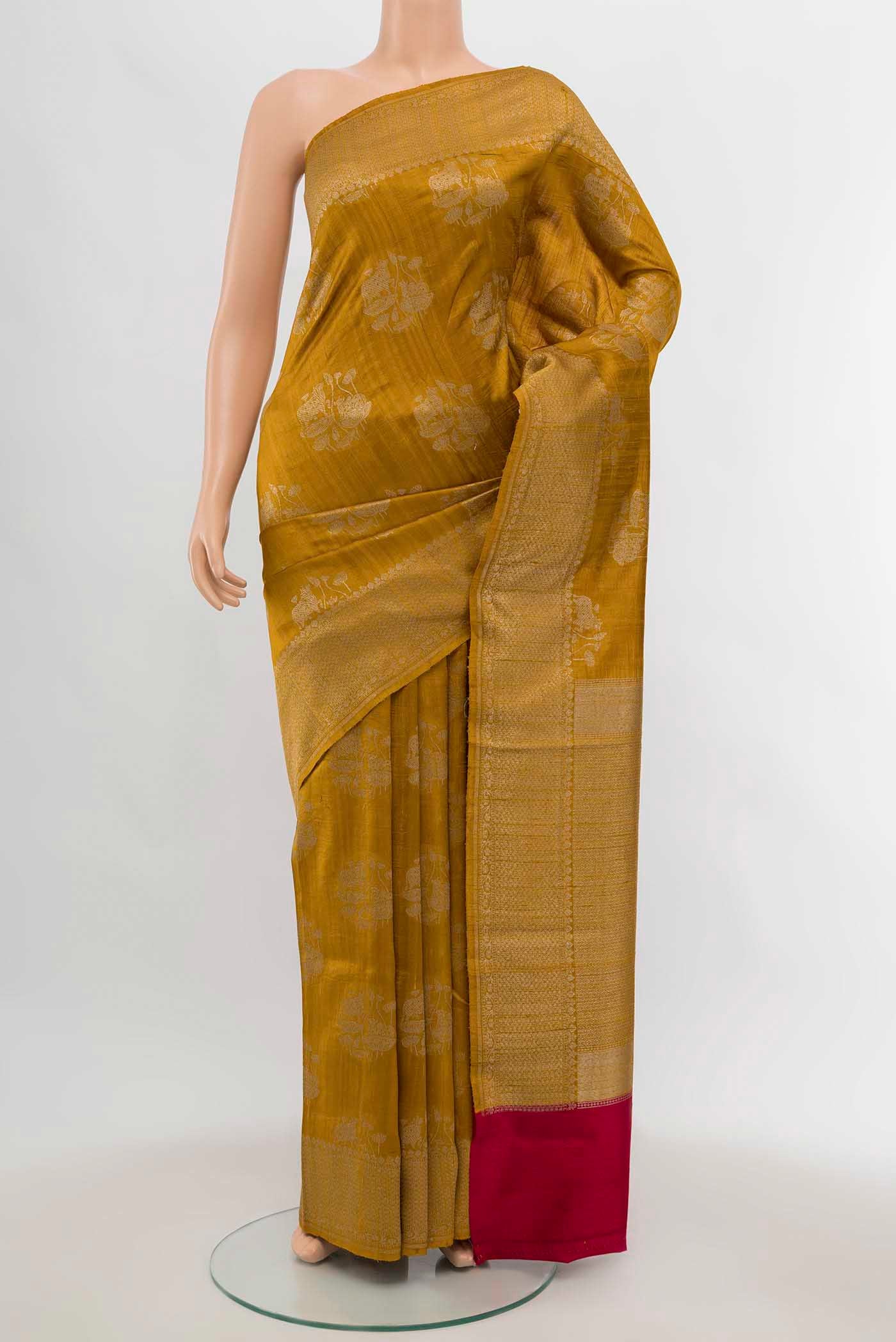 Mustard Banarasi Raw Silk Saree