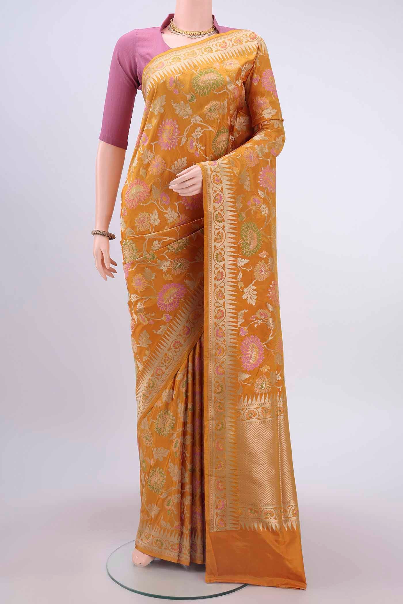 Mustard Banarasi Silk Saree