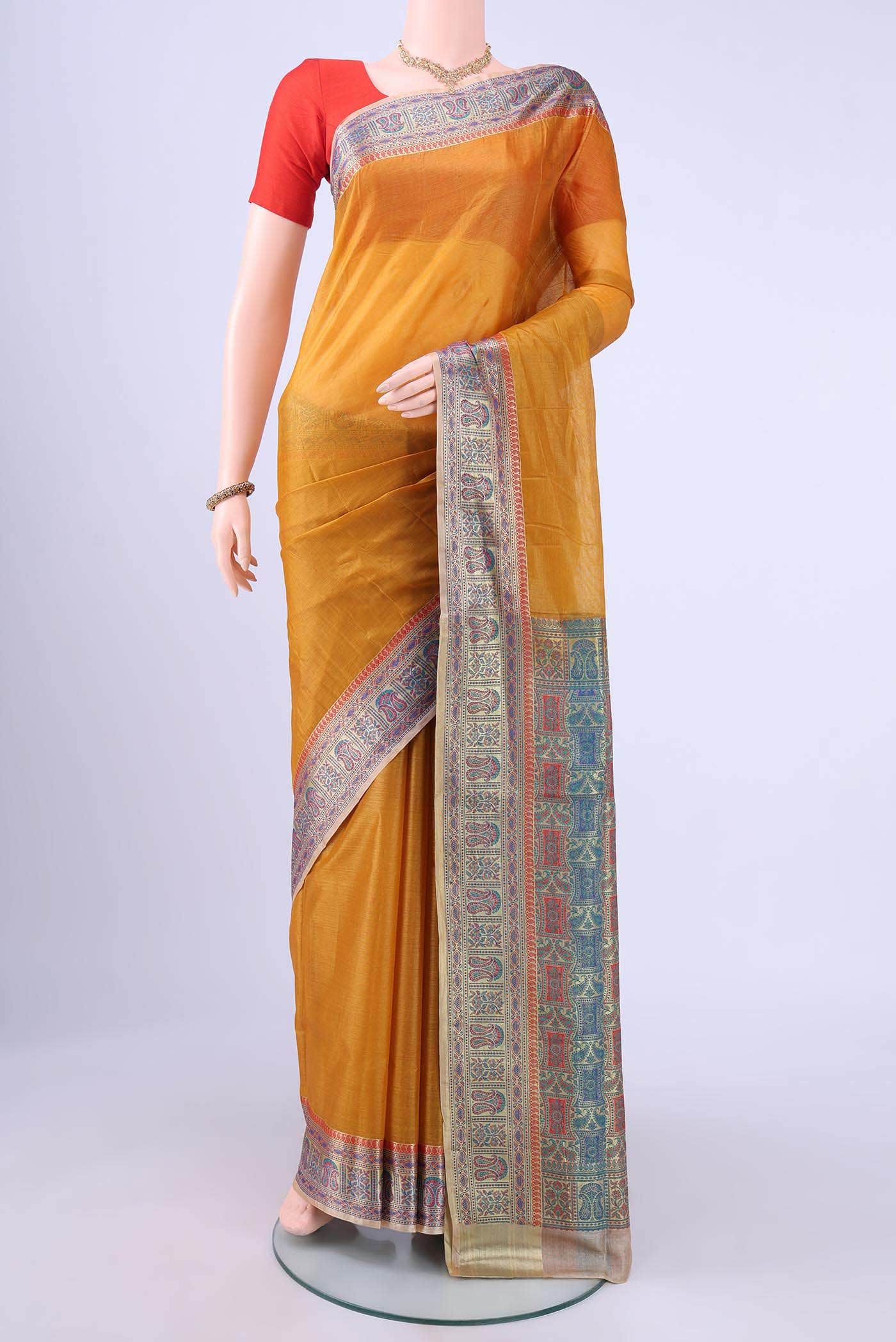 Mustard Banarasi Silk Saree