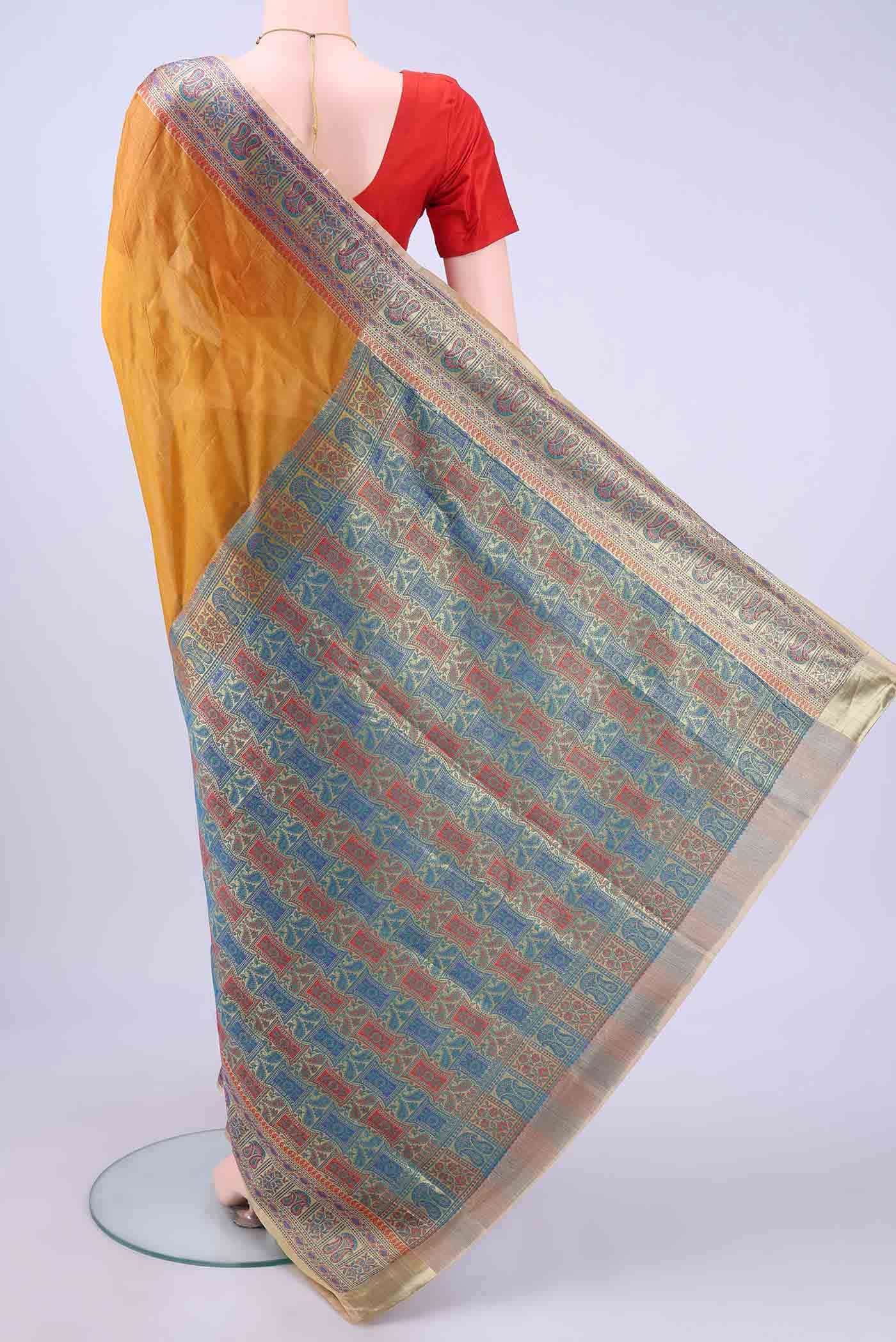 Mustard Banarasi Silk Saree - Image 2
