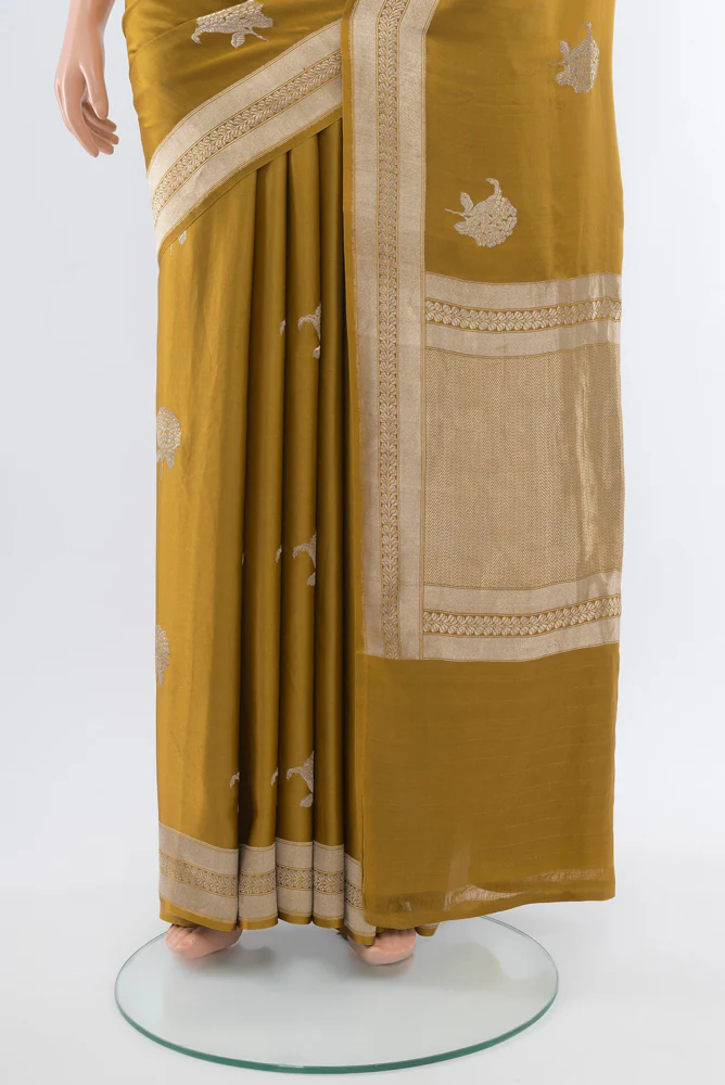 Mustard Banarasi Silk Saree - Image 3