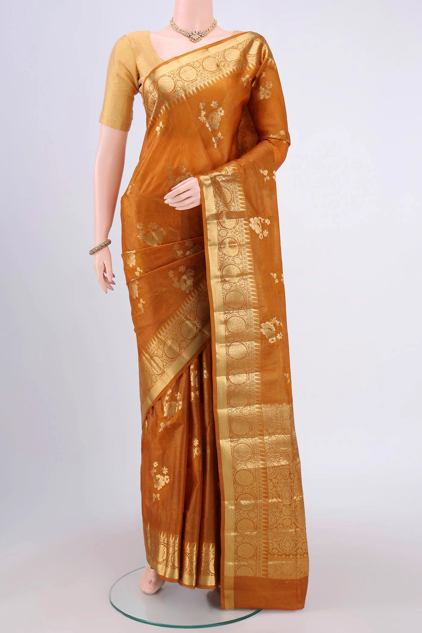 Mustard Banarasi Tussar Silk Saree