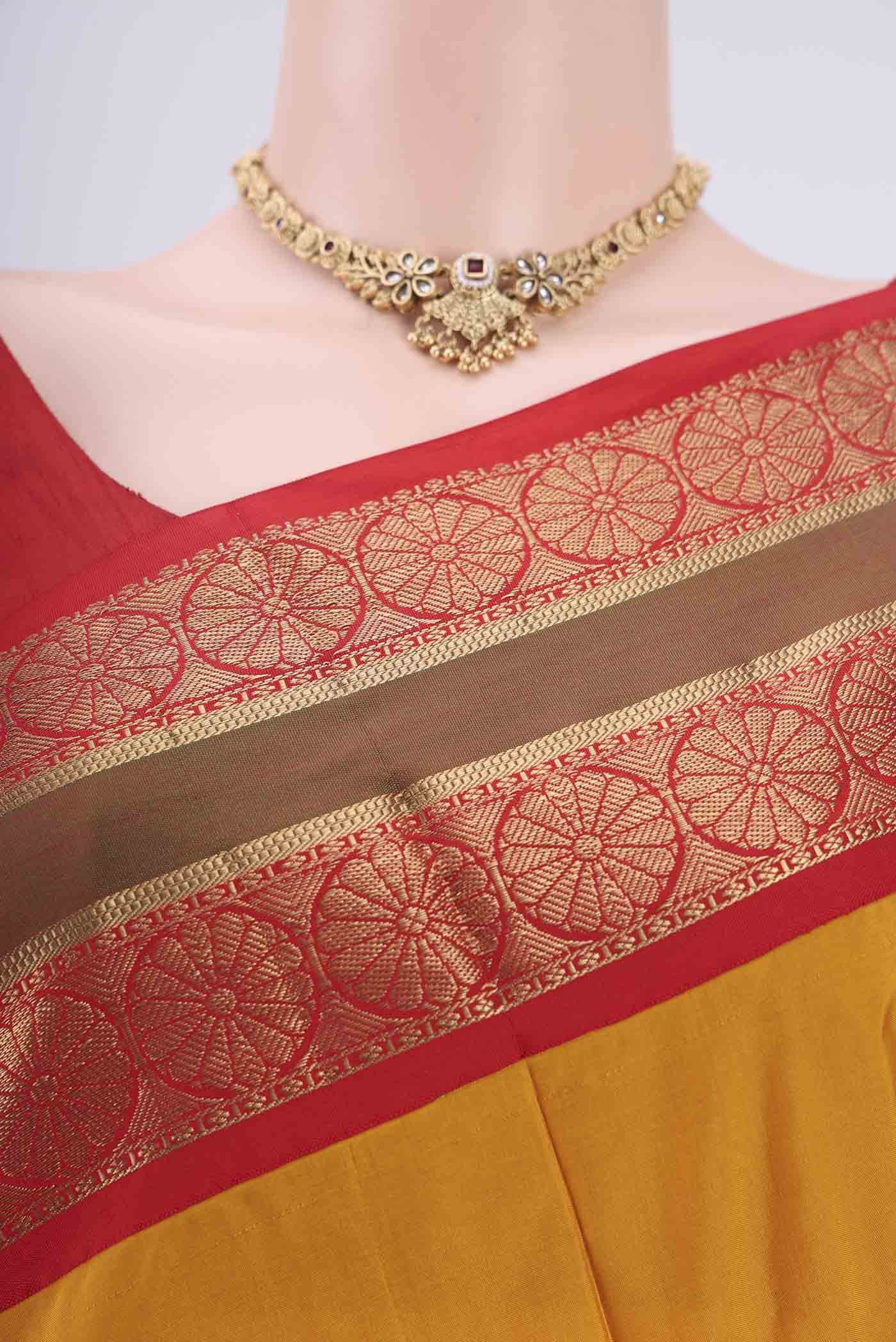 Mustard Bangalore Silk Saree - Image 2