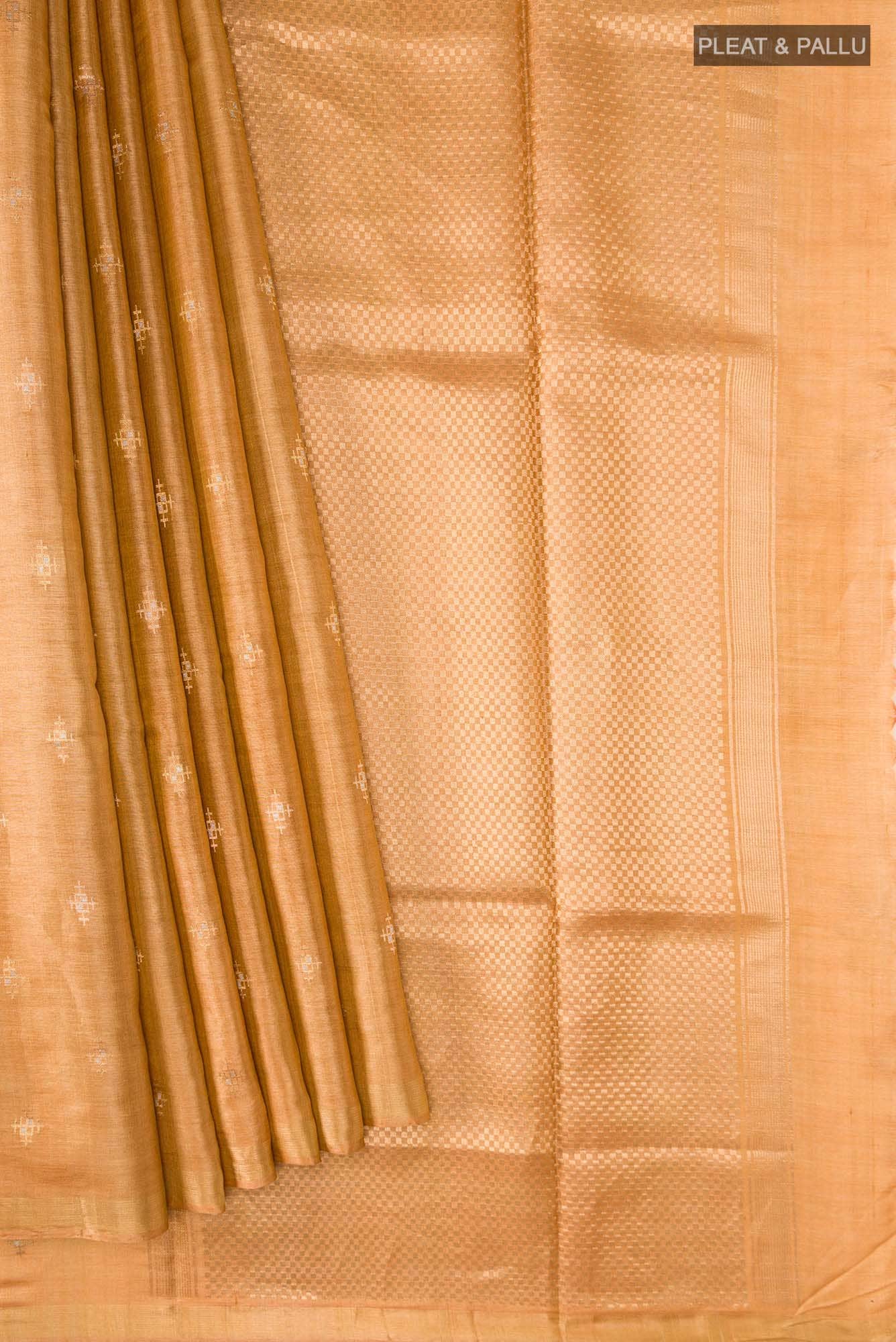 Mustard Bhagalpuri Tussar Silk Saree - Image 2