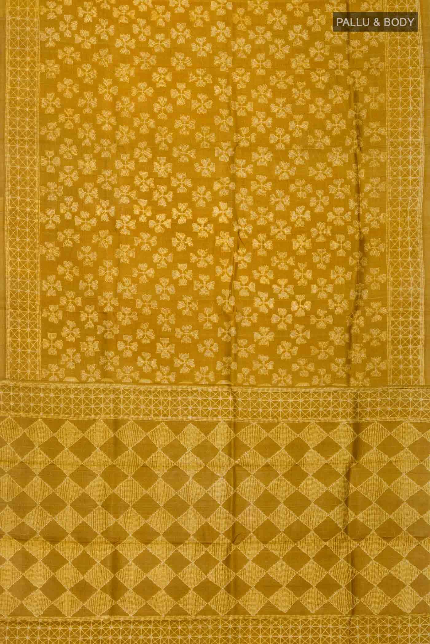 Mustard Bhagalpuri Tussar Silk Saree - Image 3
