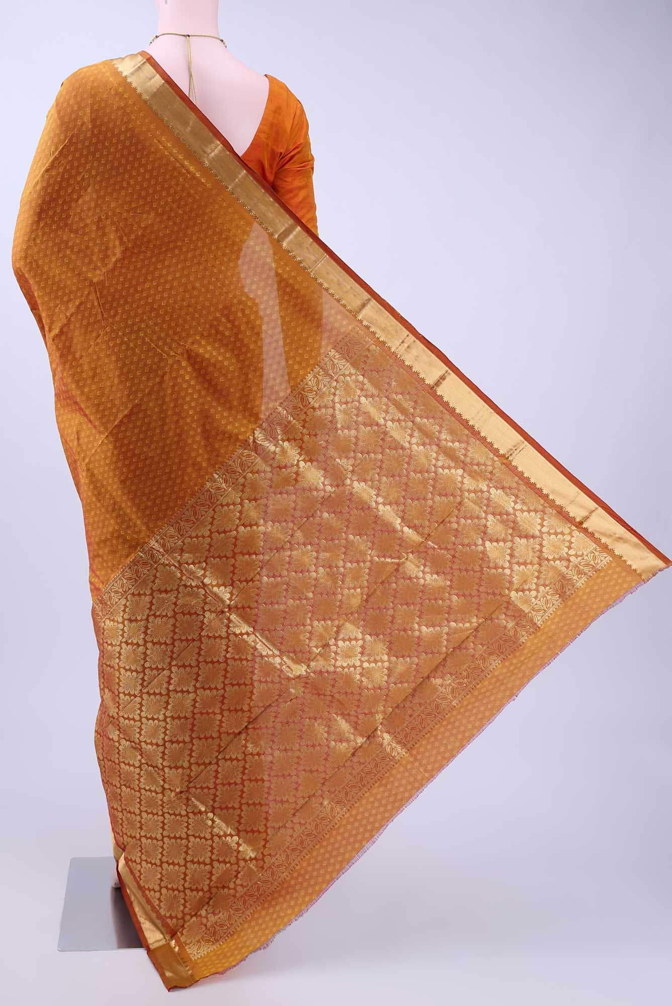 Mustard Blended Bangalore Silk Saree - Image 2