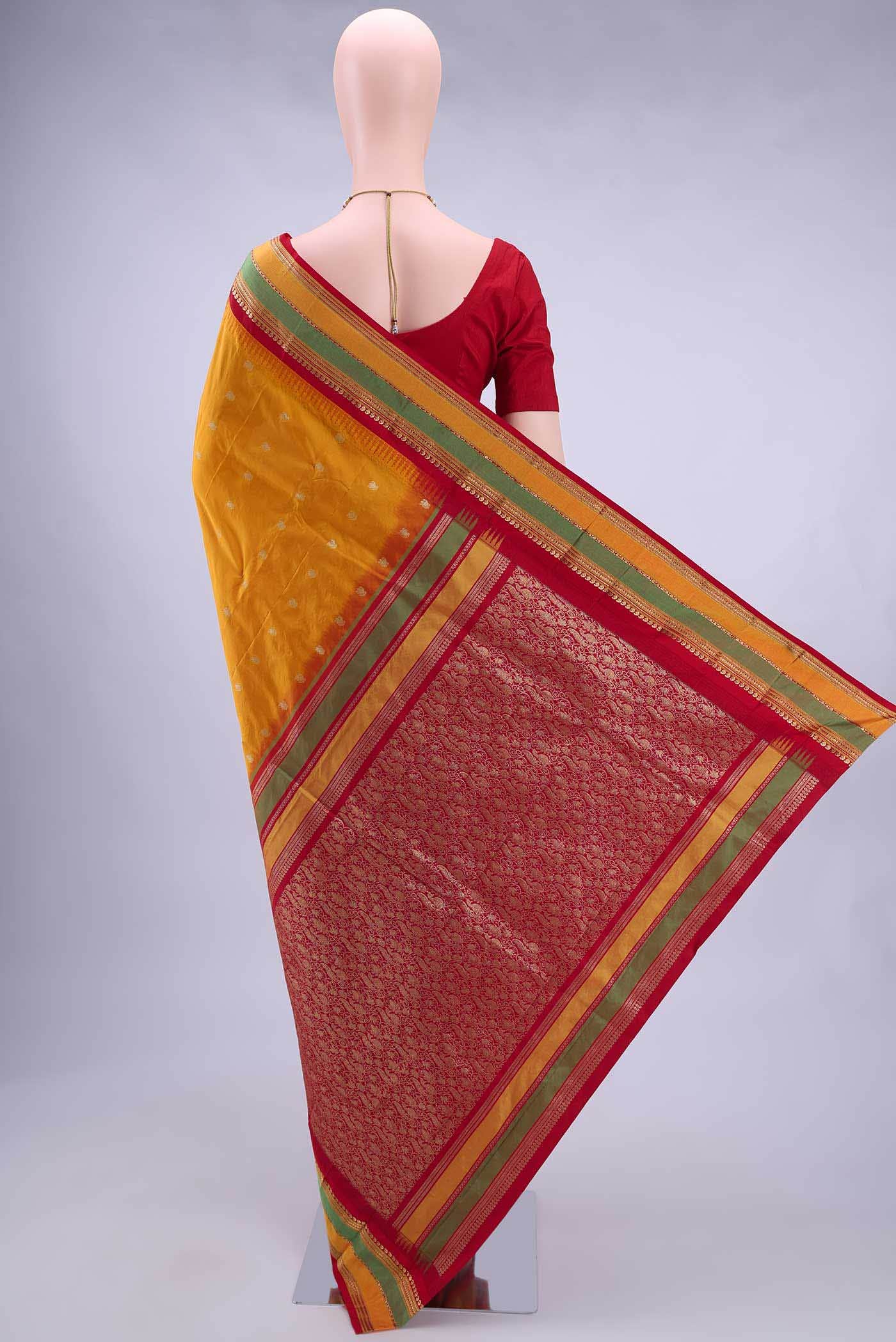 Mustard Blended Bangalore Silk Saree - Image 2