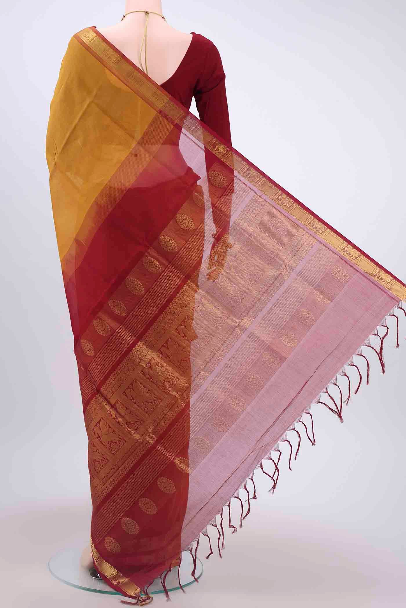 Mustard Blended Coimbatore Silk Cotton Saree - Image 3