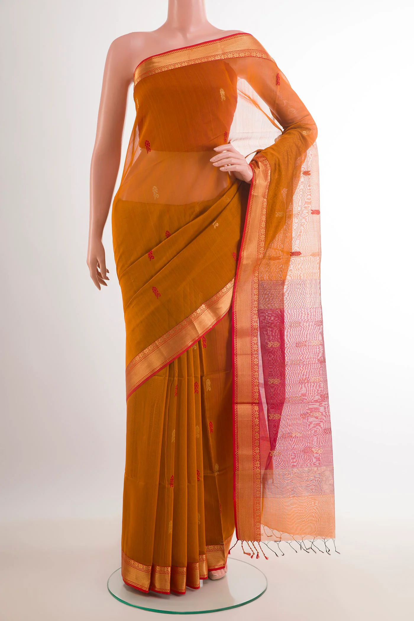 Mustard Maheshwari Silk Cotton Saree