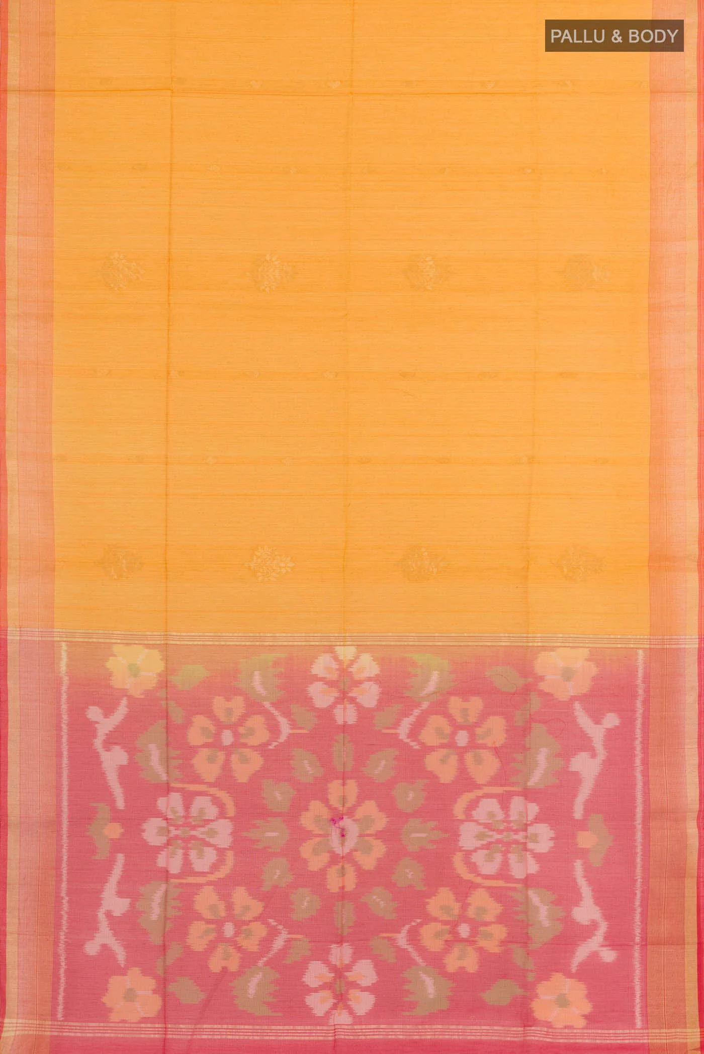 Yellow Blended Silk Cotton Saree - Image 3