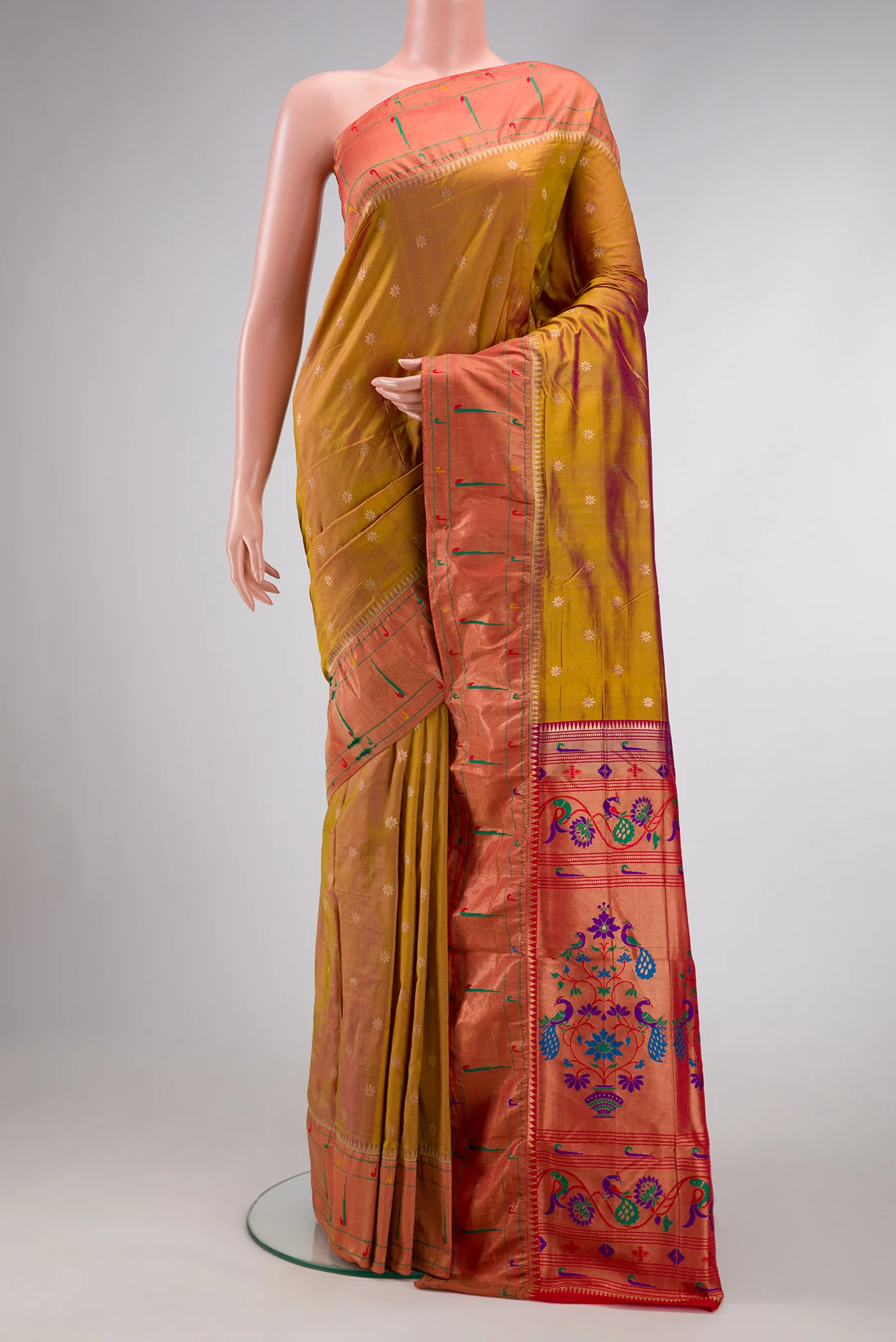 Mustard Blended Paithani Silk Saree
