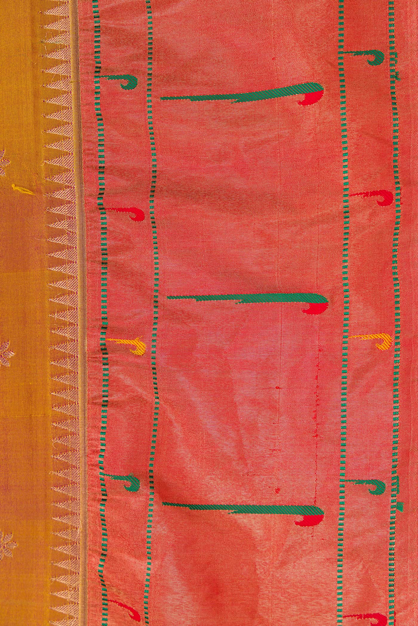 Mustard Blended Paithani Silk Saree - Image 3