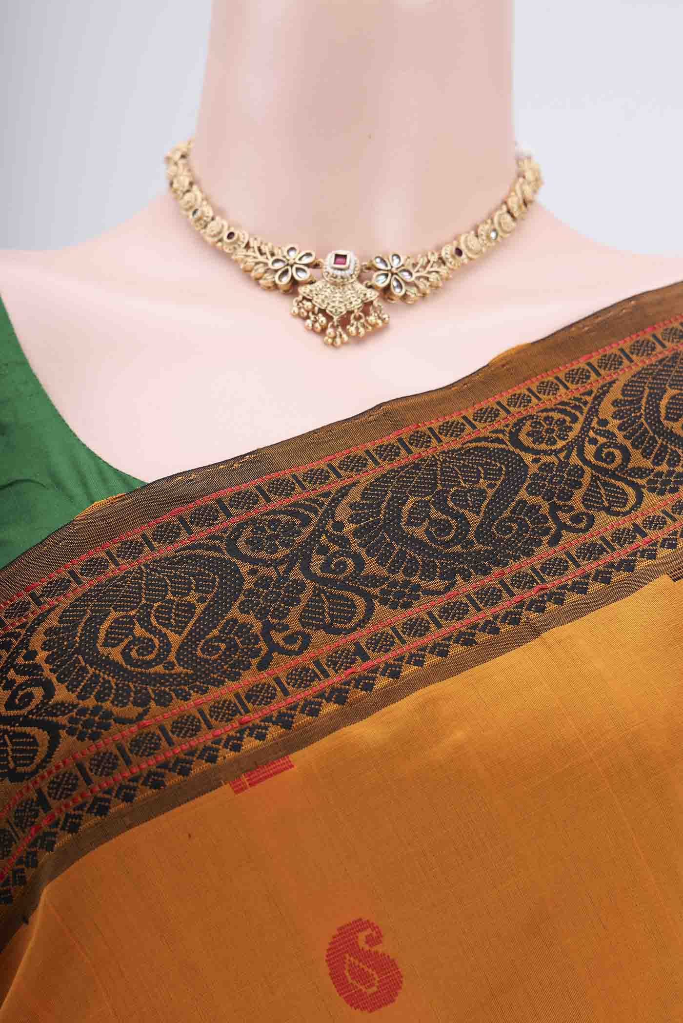 Mustard Blended Poly Cotton Saree - Image 2